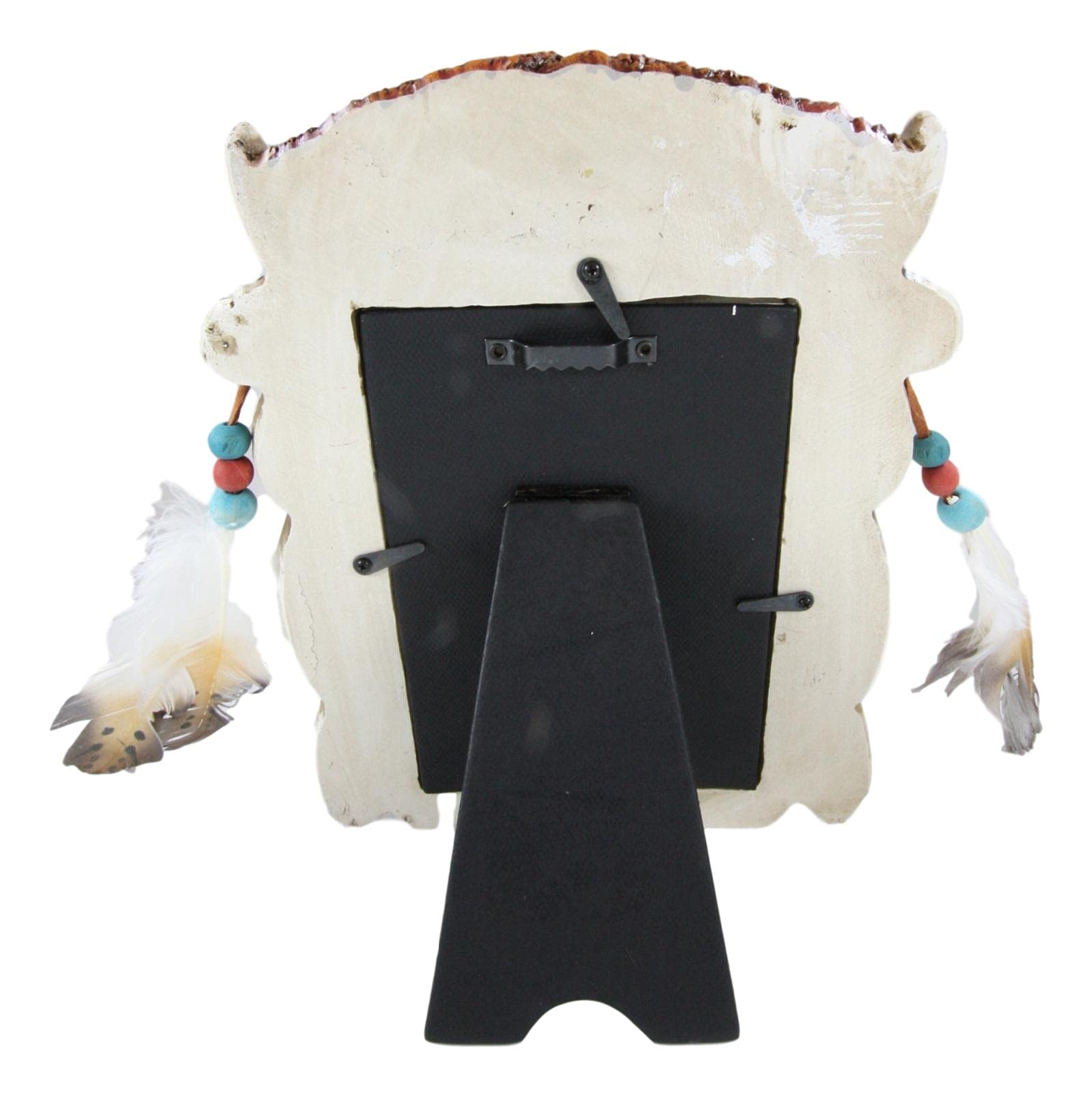 Ebros 2-Pack Southwest Native American Indian Headdress & Alpha Wolf Dreamcatcher Wall Decor - Beaded Lace, Eagle Feathers & Turquoise Gems - 4x6 Photo Frames with Easel Back for Desktop or Wall Display | Perfect for Home Office, Bedroom Decor & Native American Theme Gifts