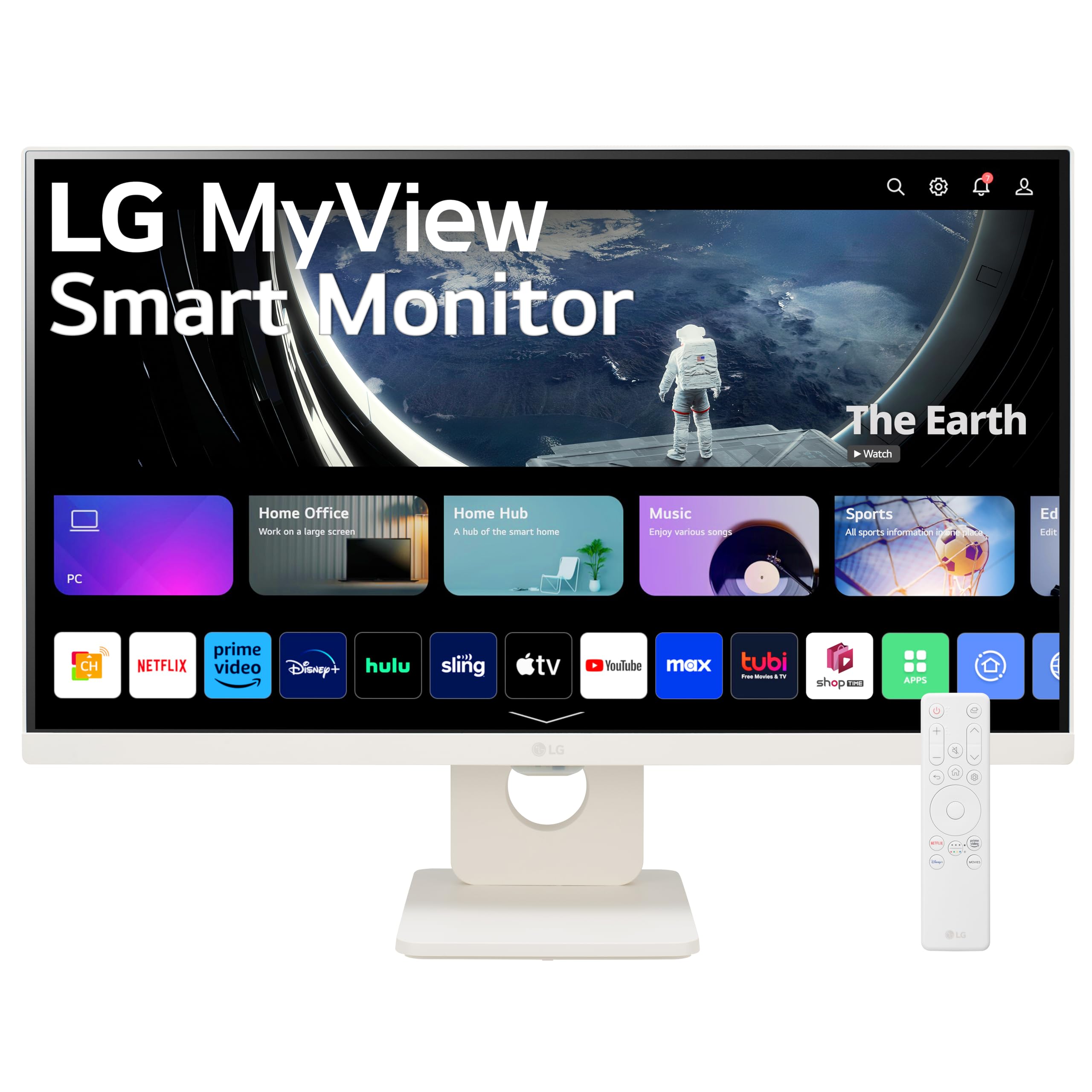 LG 25SR50F-W 25-Inch Smart Monitor - Full HD 1080p IPS Display with webOS, ThinQ Home Dashboard & App, AirPlay 2, Bluetooth, Built-in Speakers - Perfect for Home Office, Gaming & Entertainment (White)