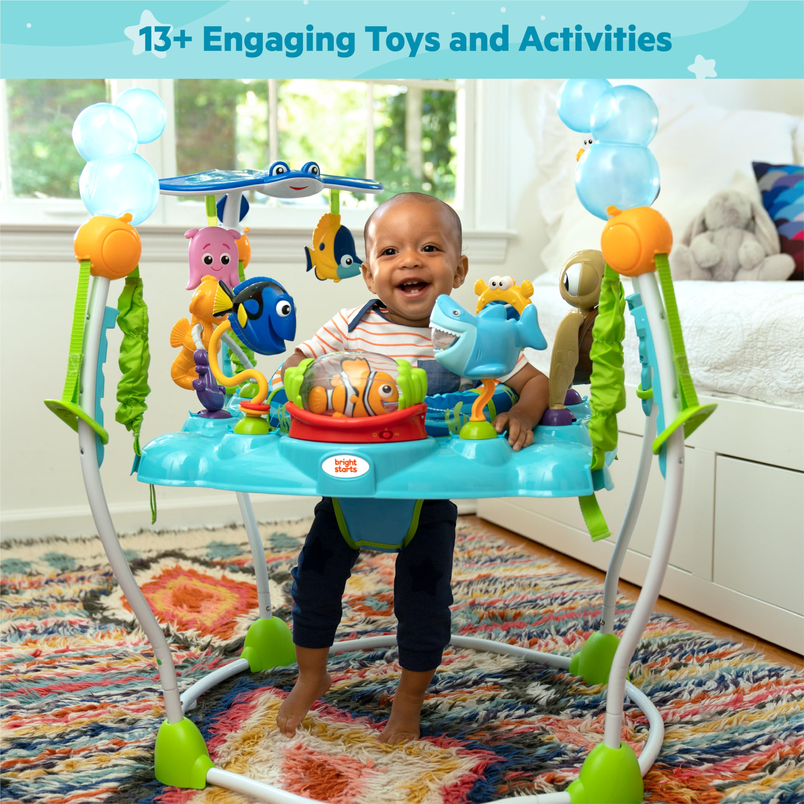 Bright Starts Disney Baby Finding Nemo Sea of Activities Jumper for Infants 6+ Months & Mr. Ray Ocean Lights Music Play Gym for Newborns - Interactive Baby Toys for Developmental Play, Nursery Decor, and Disney-Themed Gift Ideas