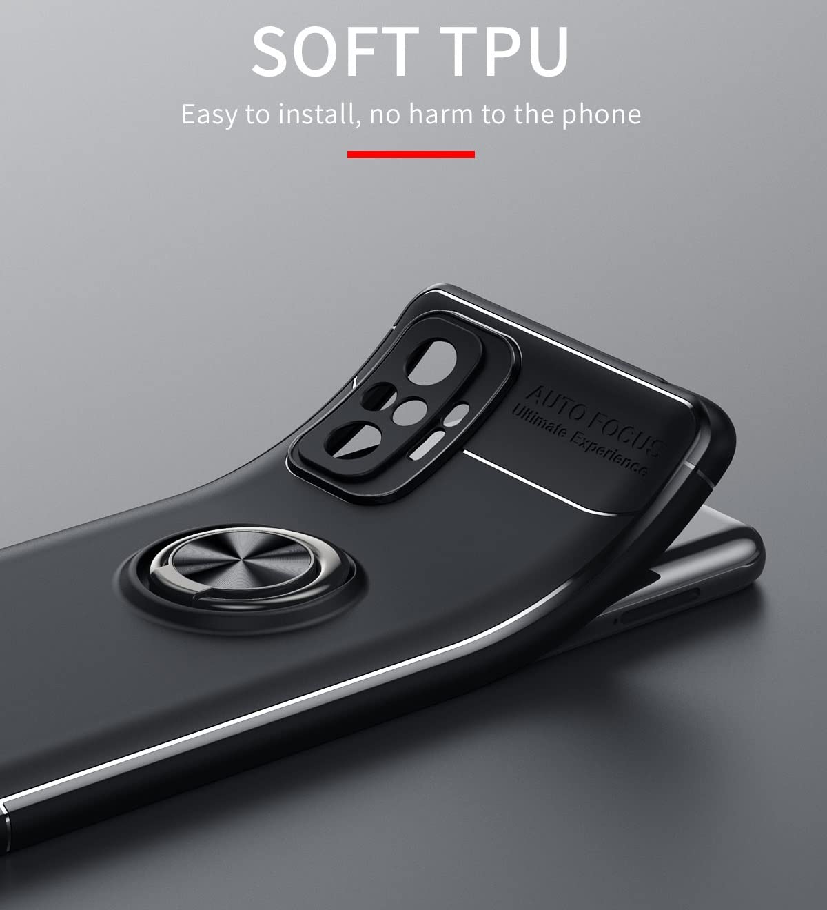 Premium Shockproof Case for Redmi Note 9 Pro/Note 9 Pro Max - Rotatable Metal Ring Kickstand & Magnetic Car Mount Compatible | Anti-Scratch Protective Cover (Black) - Perfect for Work, Travel & Daily Use