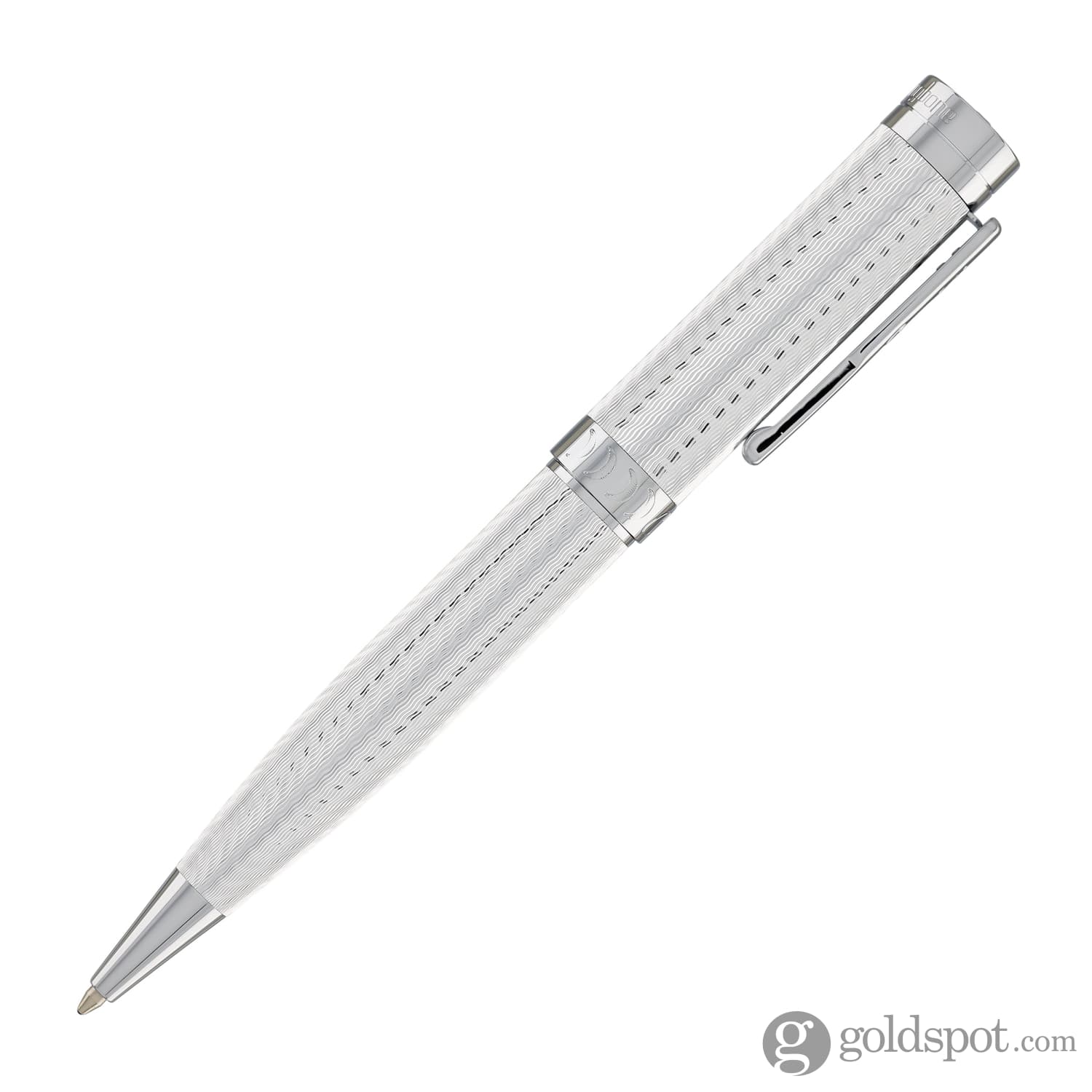 Conklin Herringbone Signature Ballpoint Pen - Premium Silver Refillable Pen for Office, Business & Gift Giving - Elegant Writing Instrument for Professionals & Collectors