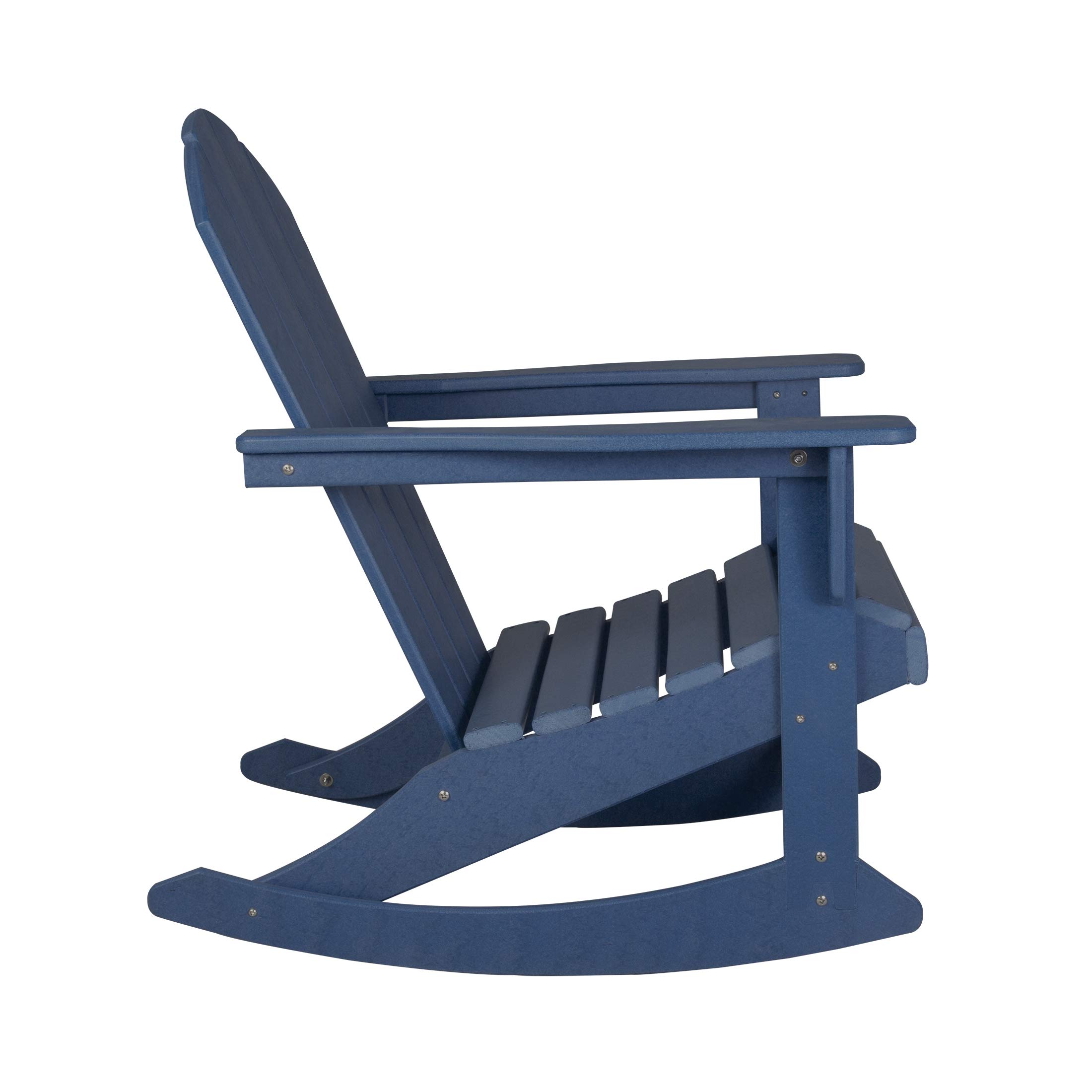 WO Home Furniture 4-Piece Patio Rocking Chair Set - Classic Outdoor HDPE Rockers with UV & Weather Resistance (Navy Blue) - Perfect for Porch, Garden, Deck & Backyard Relaxation