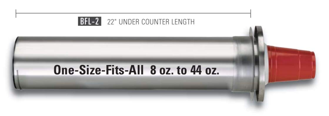 Dispense-Rite BFL-2 Stainless Steel In-Counter Cup Dispenser - Holds 8 oz to 24 oz Cups with 2 Springs, 22