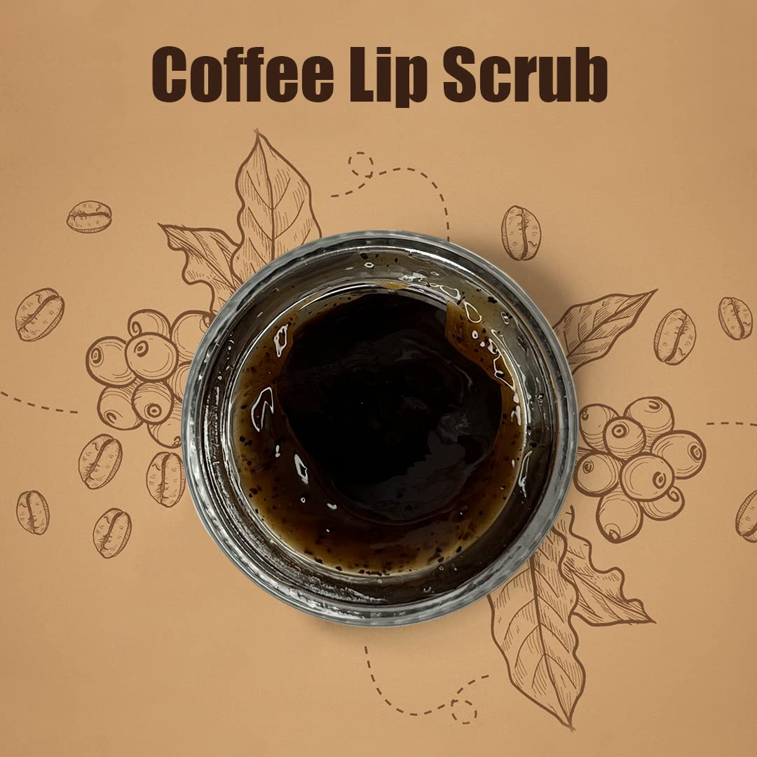 Suwasna Coffee Lip Scrub for Dry, Chapped & Dark Lips - Natural Exfoliating Treatment for Lip Brightening & Soft Pink Lips (20g) | Perfect for Winter Care & Pre-Makeup Lip Prep