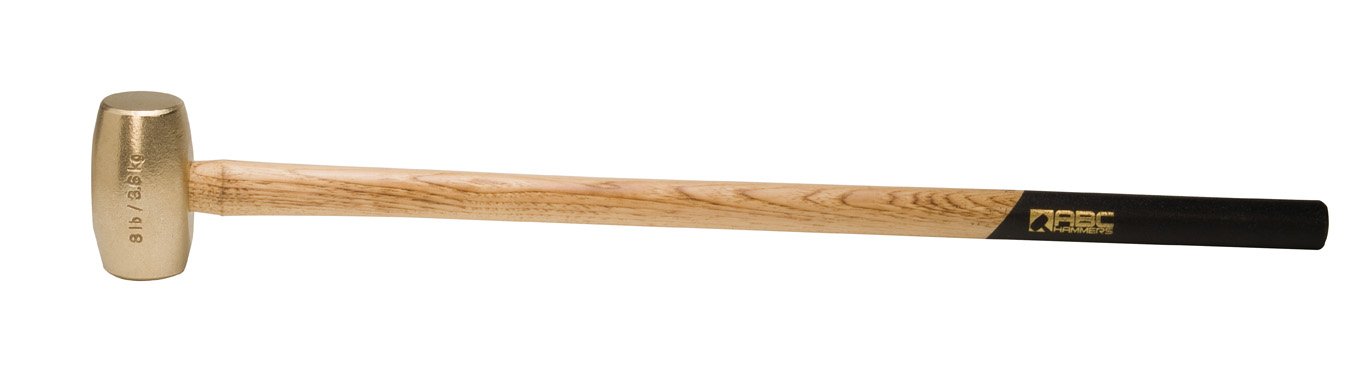 ABC Hammers ABC8BW 8-Pound Brass Hammer with 32-Inch Wood Handle - Heavy Duty Construction, Forging & Metalworking Tools - Perfect for Blacksmithing, Masonry, and DIY Projects