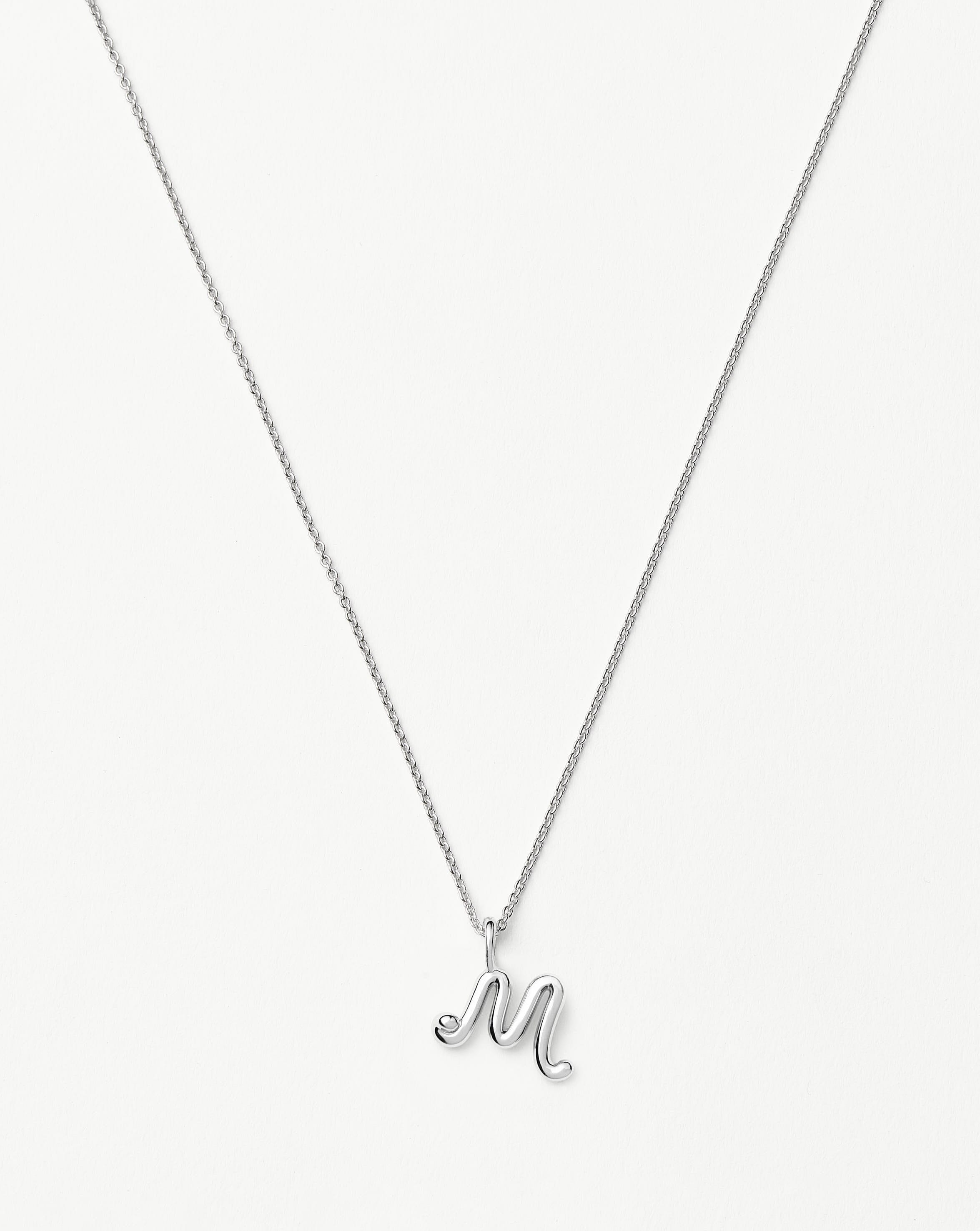Curly Molten Mini Initial Necklace for Women | Sterling Silver Personalized Jewelry | Gift for Her, Birthday, Anniversary, Valentine's Day
