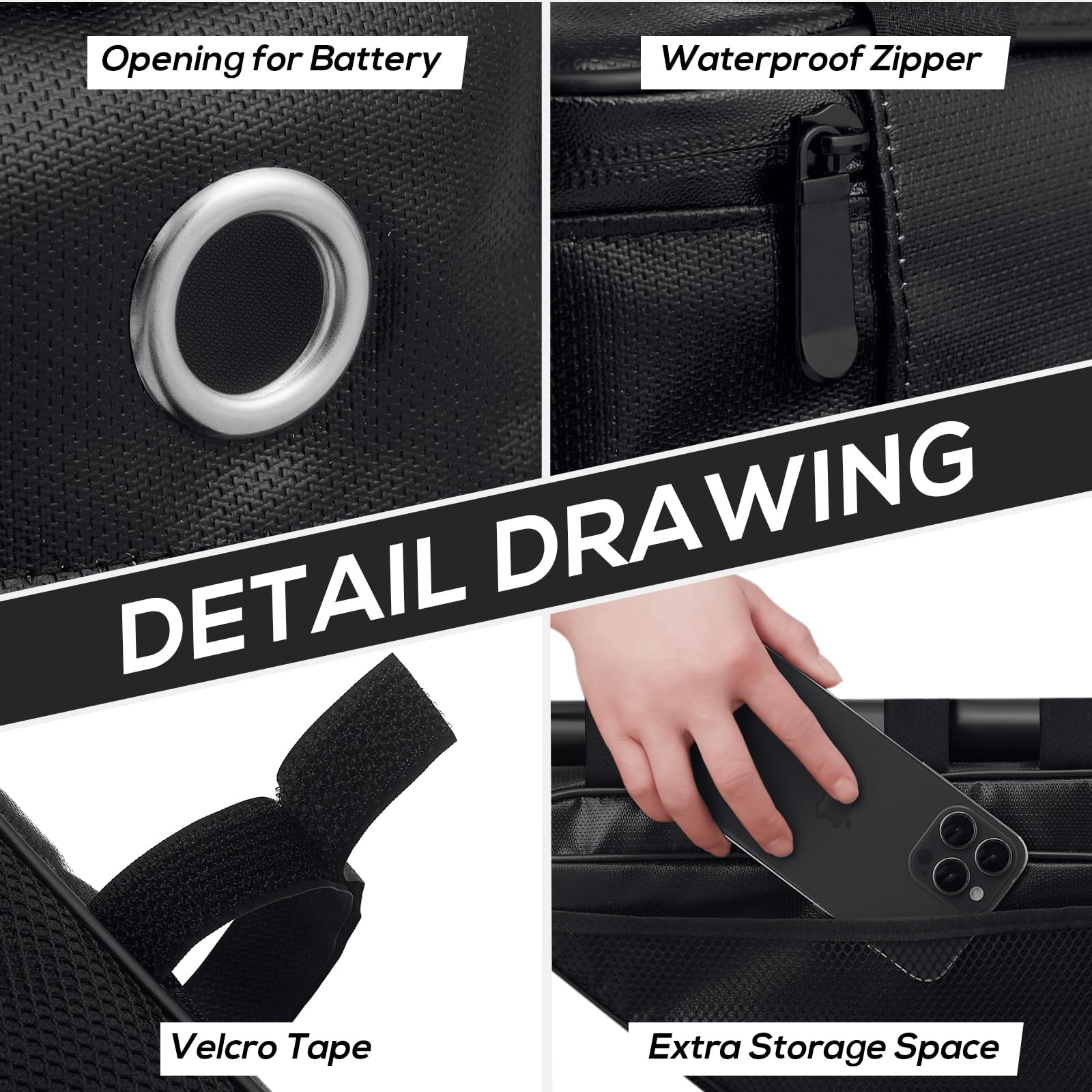 FLASLD Fireproof Electric Scooter Battery Hanging Bag - 15.3 x 5.9 x 4in Waterproof Ebike Battery Storage Bag, Durable Electric Bike Saddlebag for Commuting & Outdoor Adventures - Perfect for E-Bike, Scooter & Motorcycle Accessories