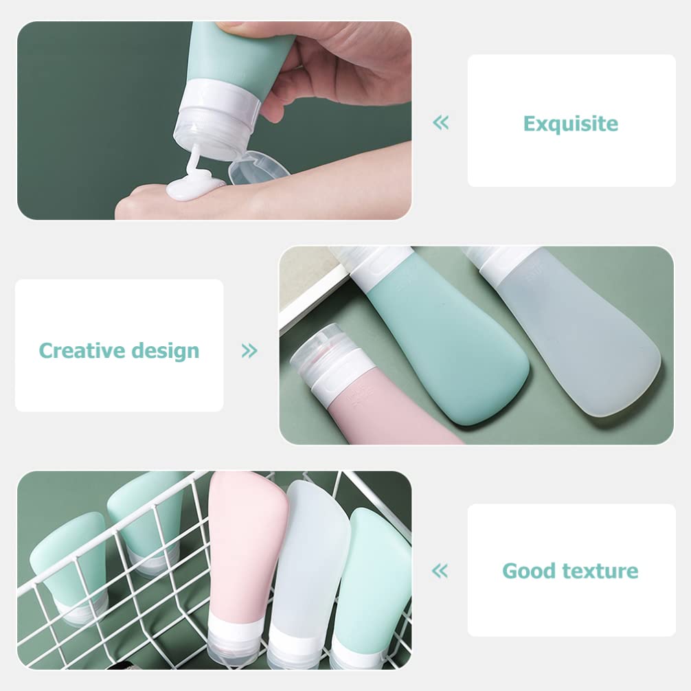 4-Piece Silicone Travel Bottle Set - Refillable Leak-Proof Toiletry Containers for Lotion, Cream & Shampoo - Portable TSA Approved Squeeze Bottles for Airplane Carry-On, Gym & Vacation Essentials