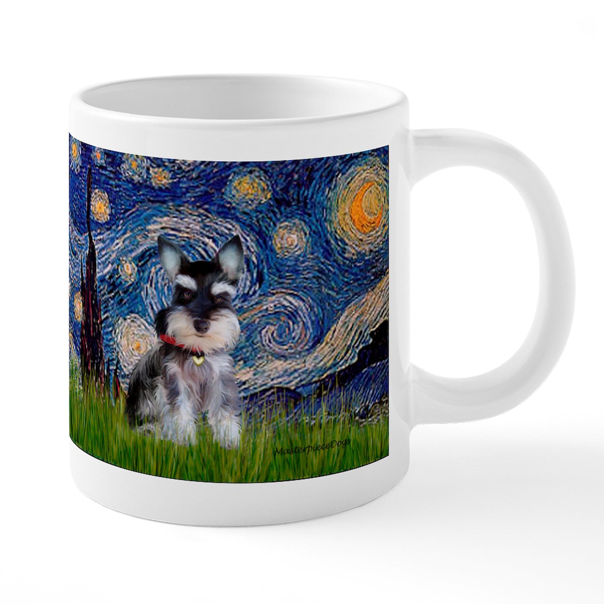 Starry Night Schnauzer Dog Design 20 oz Ceramic Coffee Mug - Large Capacity Mega Cup for Hot & Cold Drinks, Perfect for Home, Office or Gift Giving