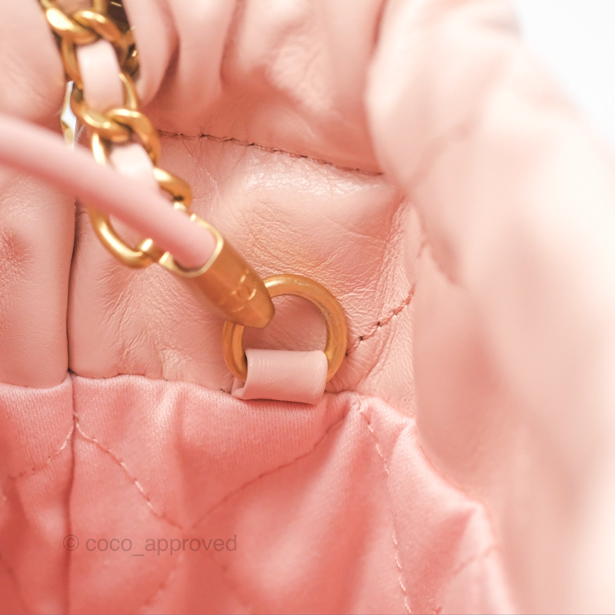 Chanel 22 Mini Bag in Pink Shiny Crumpled Calfskin - Luxury Designer Crossbody Purse for Women | Perfect for Date Night, Parties & Everyday Use