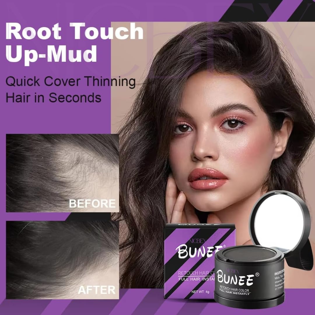 NicBex Natural Hairline Powder & Eyebrow Stamp – Quick Root Touch-Up for Hair & Eyebrows | Hair Shading Sponge Pen & Shadow Powder Stick | Black Root Cover-Up for Thinning Hair & Bald Spots | Perfect for Daily Use, Travel & On-the-Go Touch-Ups (1 Pack)
