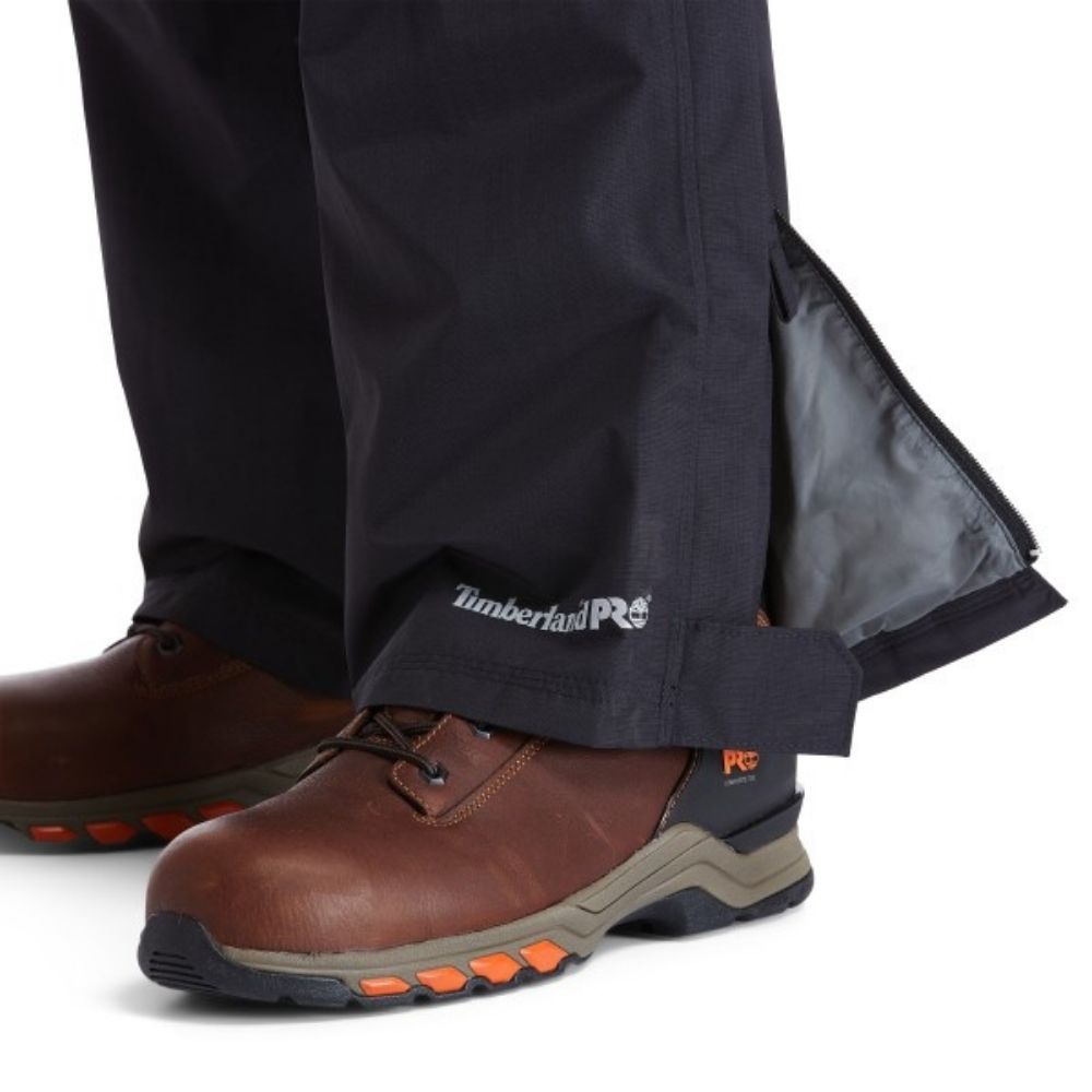 Timberland PRO® Men's Waterproof Rain Pants - Black (TB0A1HQM015) | All-Weather Protection for Outdoor Work & Hiking