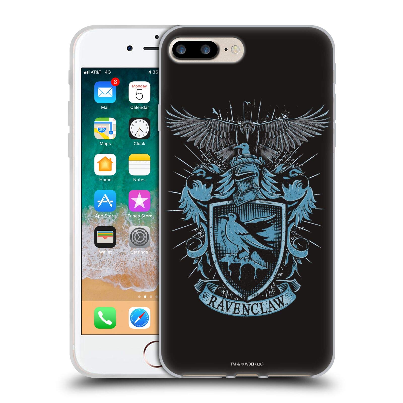 Official Harry Potter Ravenclaw Deathly Hallows XIV Soft Gel Case for iPhone 7 Plus/8 Plus - Premium Licensed Phone Cover for Wizards & Fans - Perfect for School, Cosplay, and Potterhead Collections