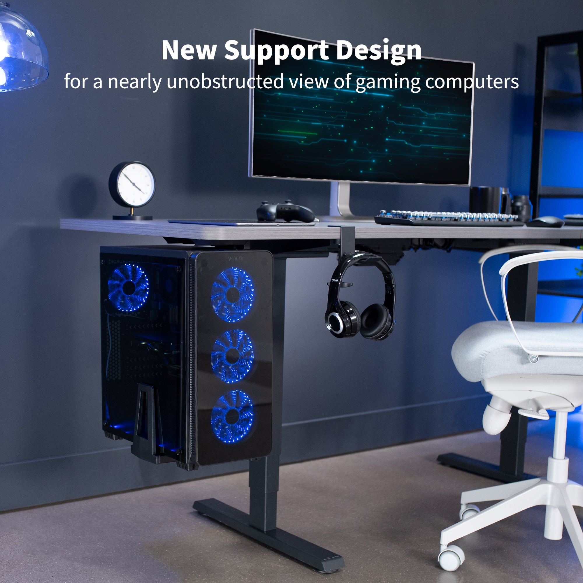Under Desk Gaming PC Mount - Adjustable CPU Holder for Computer & Desktop - Space Saving PC Stand for Home & Office Gaming Setup