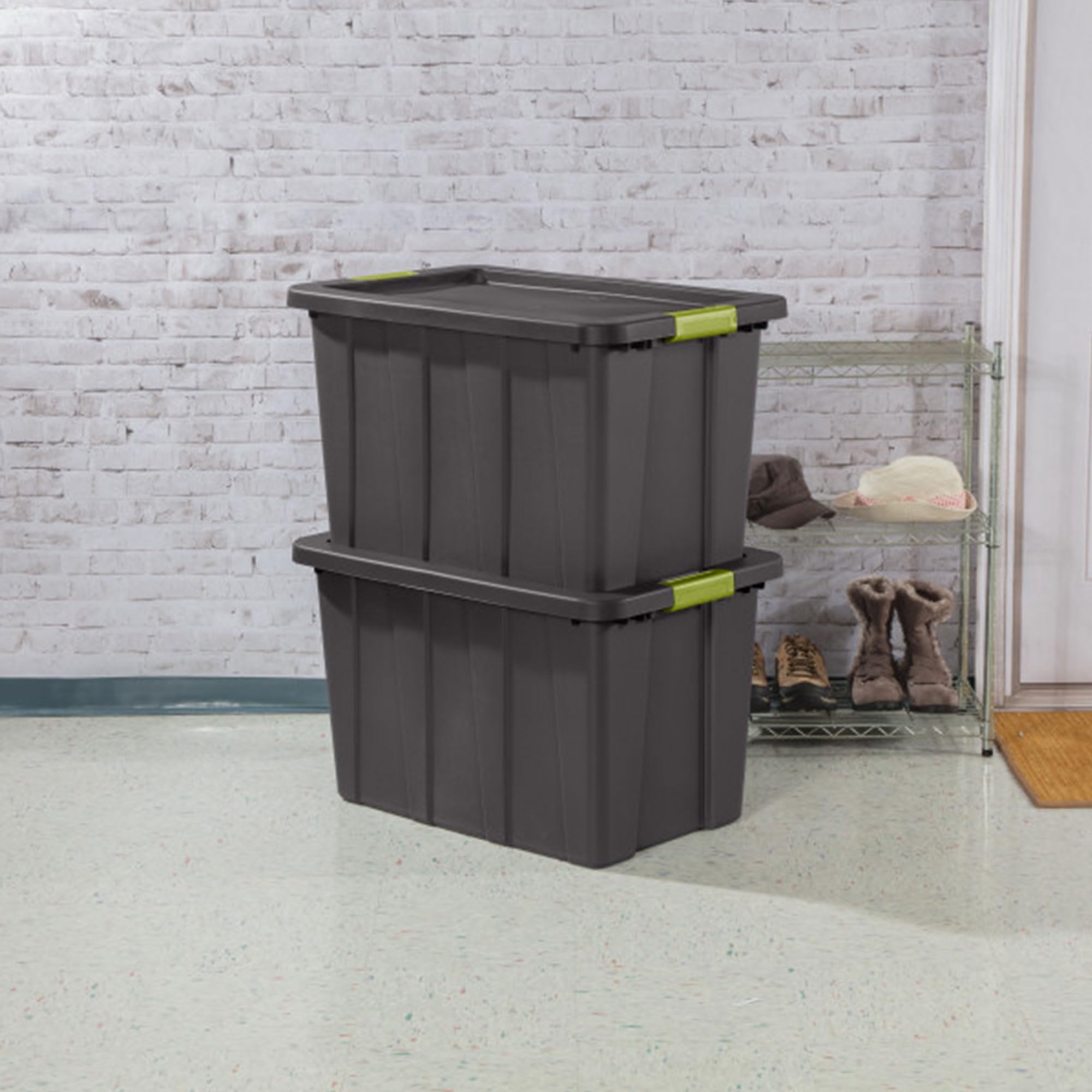 Sterilite 12-Pack 30 Gallon Heavy Duty Storage Bins with Lids - Durable Tuff1 Totes in Flat Gray for Home Organization, Garage Storage & Moving Supplies
