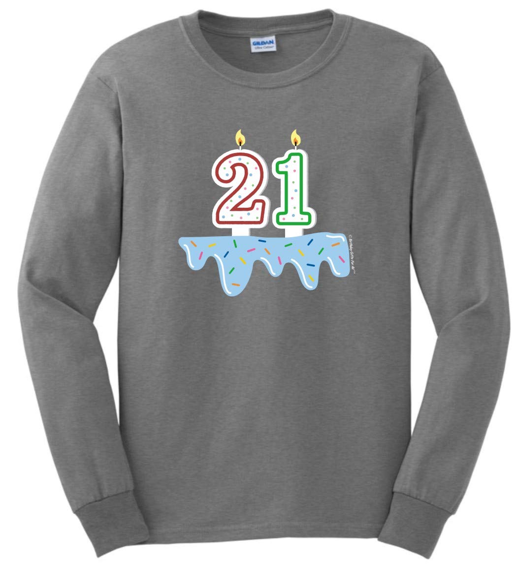 21st Birthday Cake Candles Long Sleeve T-Shirt - Perfect for Milestone Celebrations, Parties, and Casual Wear
