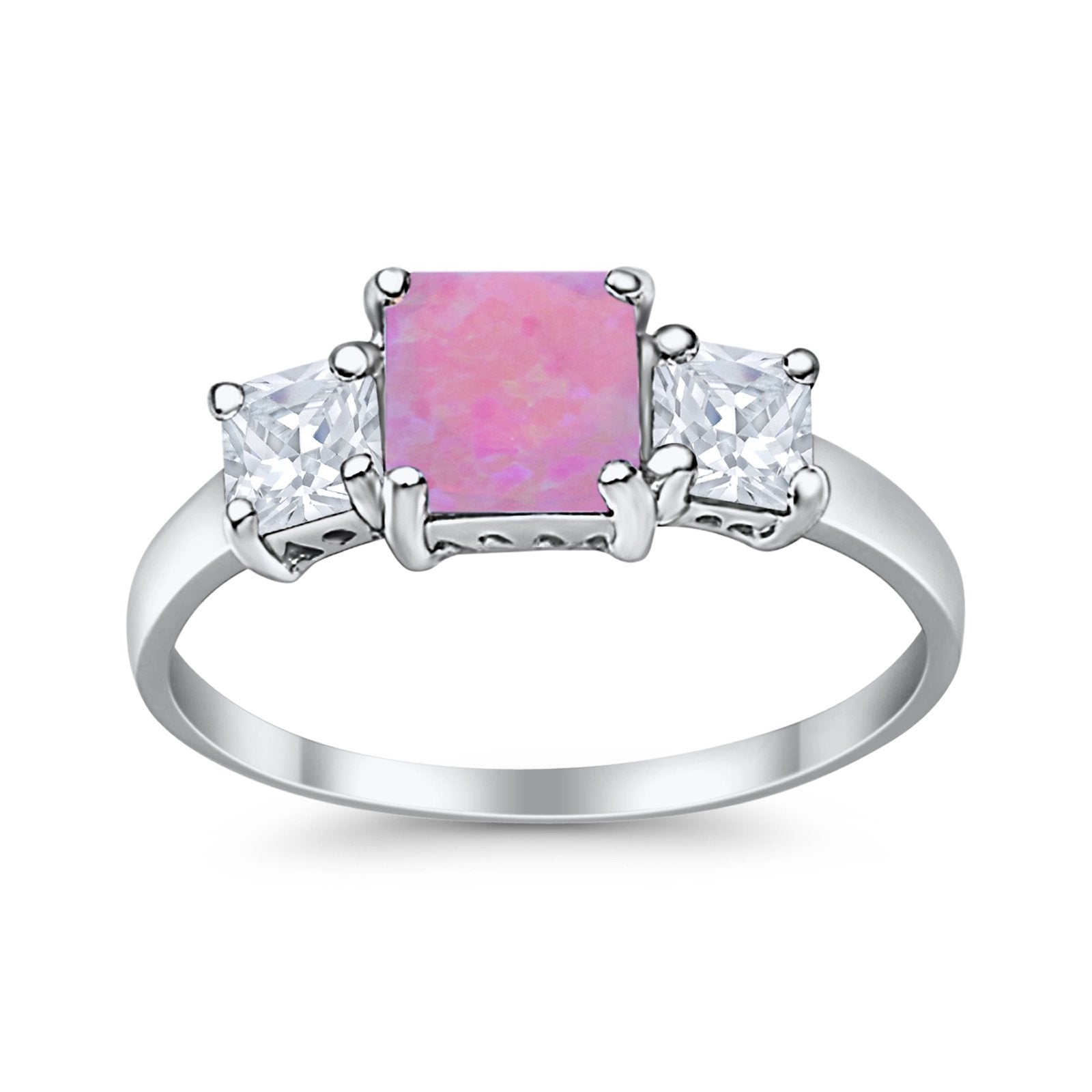 3 Stone Princess Cut Cubic Zirconia Ring - 925 Sterling Silver Fashion Jewelry for Women - Perfect for Weddings, Anniversaries & Special Occasions