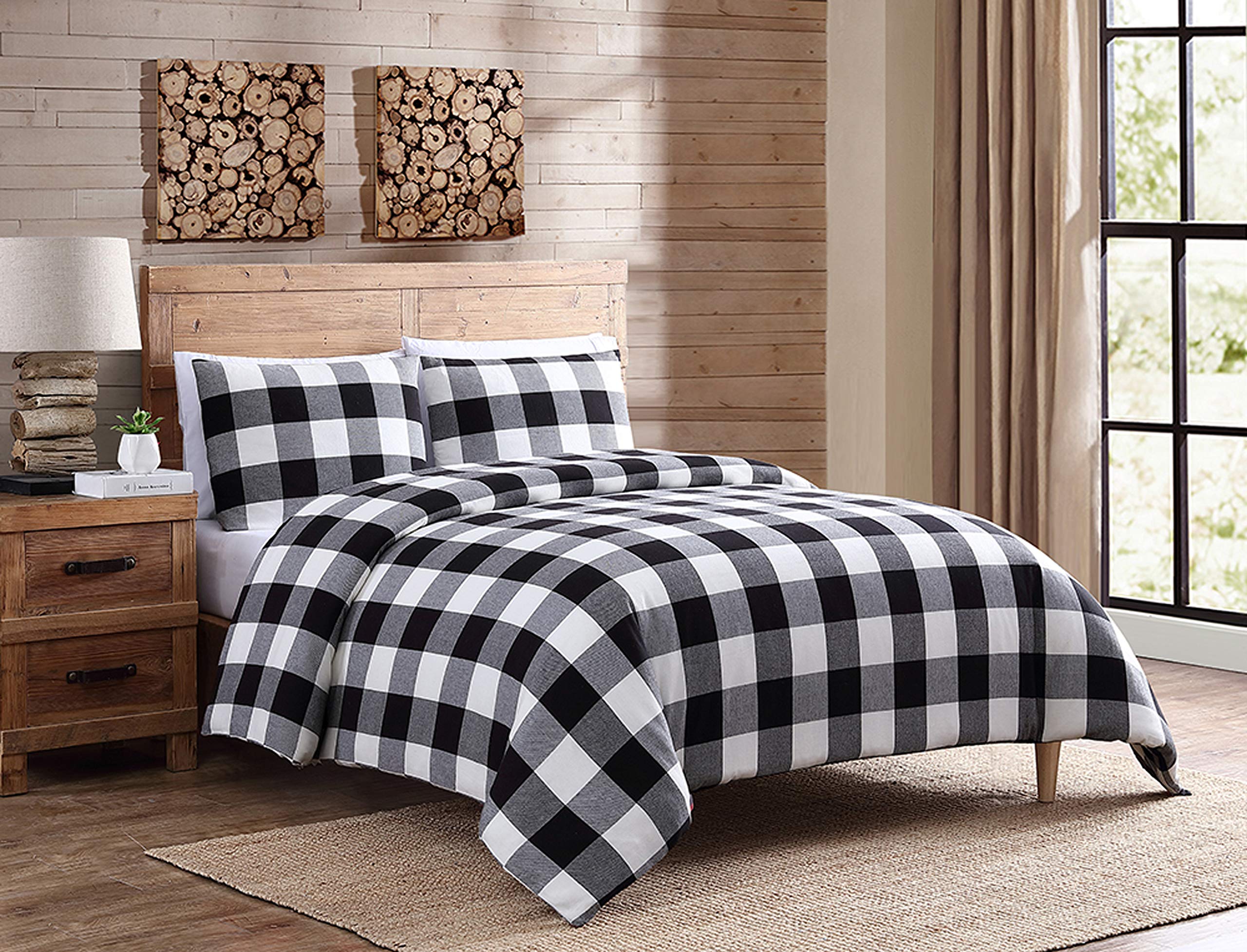 SARO LIFESTYLE Birmingham Bedding Collection - Buffalo Plaid Duvet Cover Set, 104