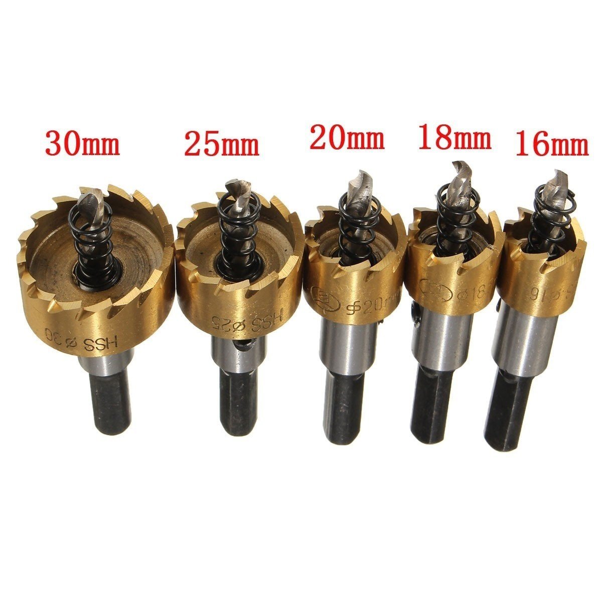 5PCS 16-30mm HSS Stainless Steel Hole Saw Drill Bit Set with Wrench - for Wood, Metal & Alloy Cutting - Perfect for DIY Projects, Home Repairs & Professional Use