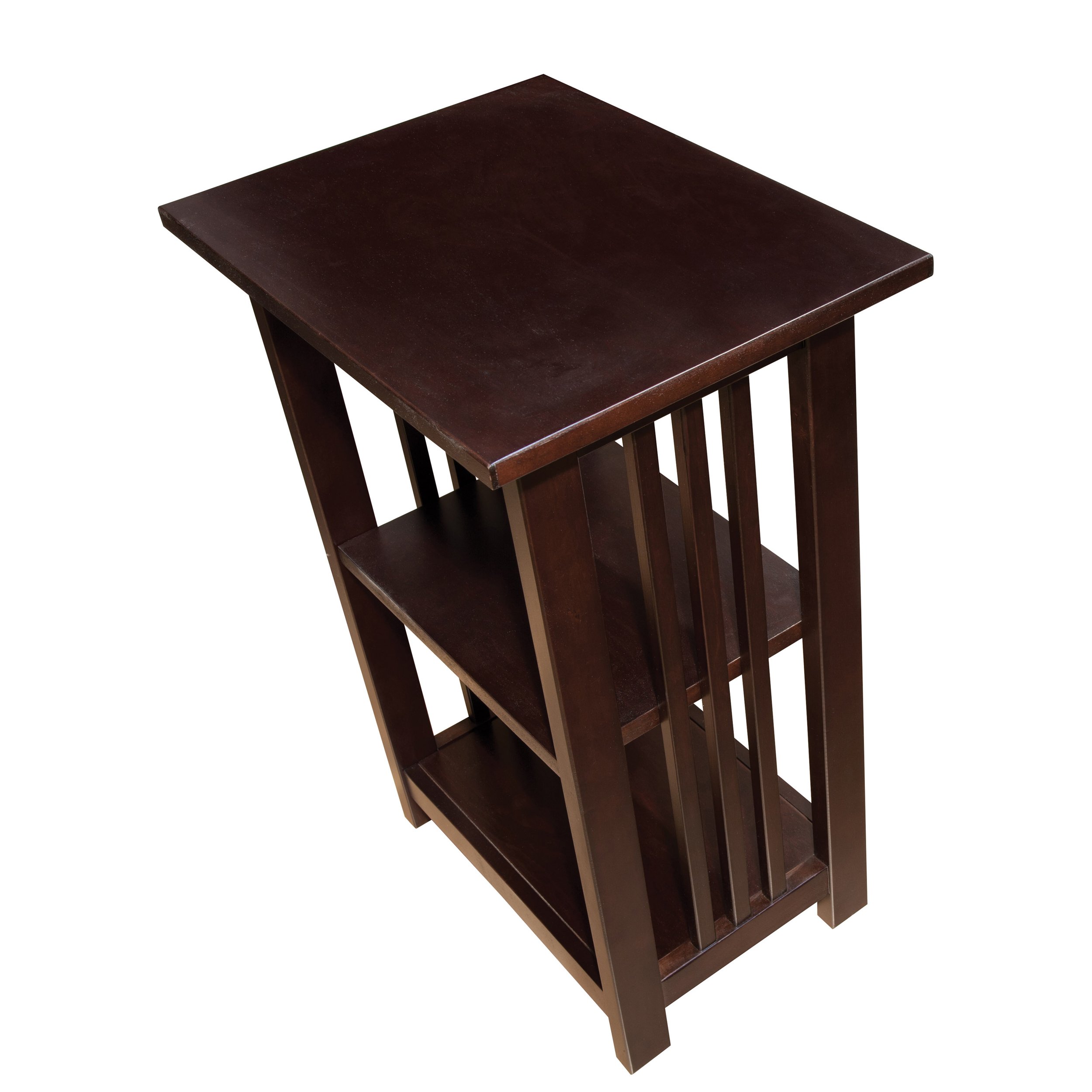 Alaterre Mission End Table - Espresso Finish Small Side Table for Living Room, Bedroom & Office - Compact Nightstand with Storage Shelf