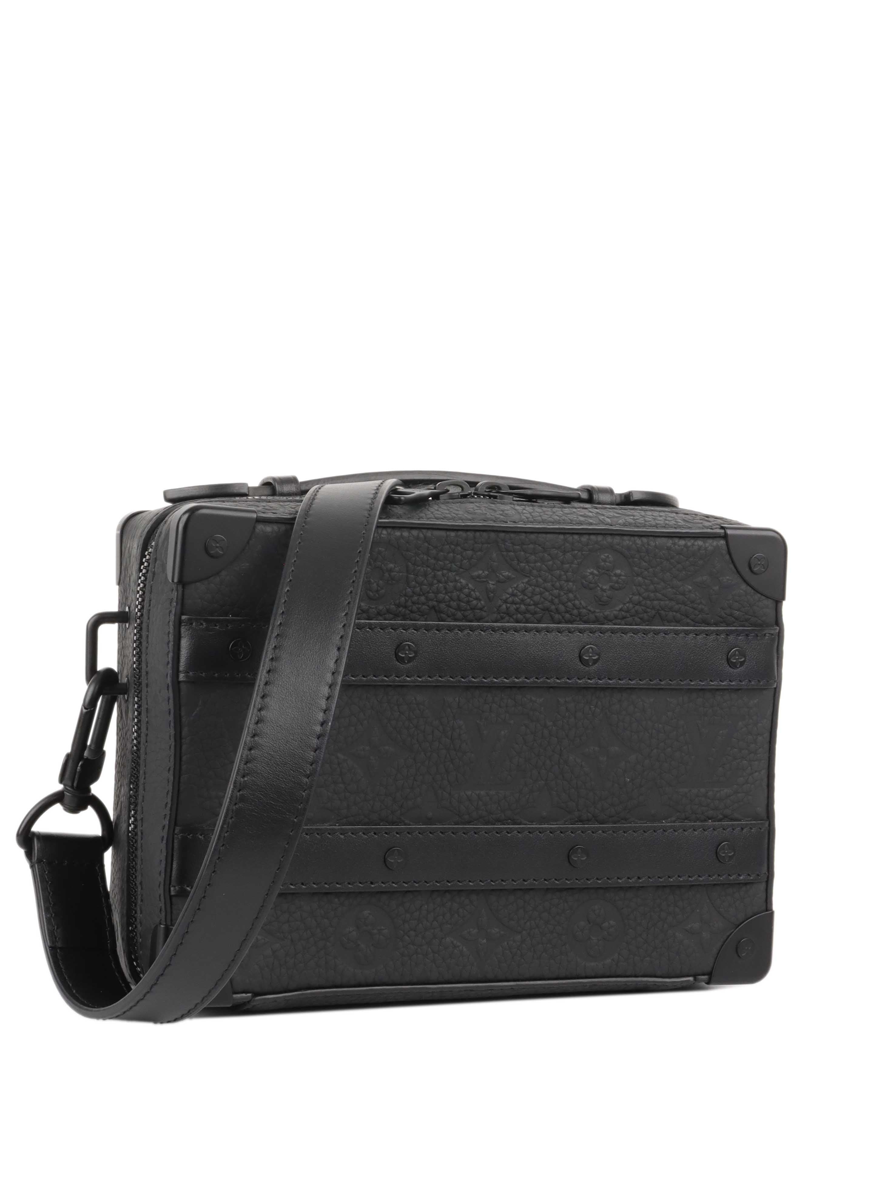 Louis Vuitton Black Leather Soft Trunk Bag with Handle - Stylish Crossbody Purse for Women, Perfect for Travel, Work & Everyday Use
