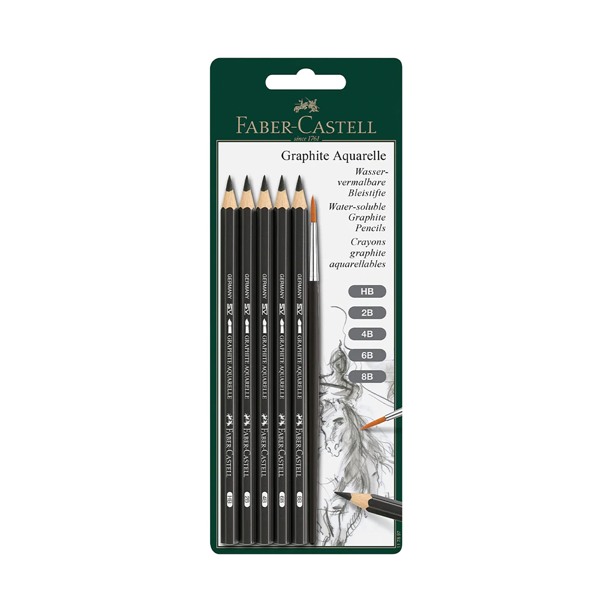 6-Piece Professional Graphite Watercolor Pencil Set for Artists & Sketching - Perfect for Drawing, Coloring & Mixed Media Art Projects