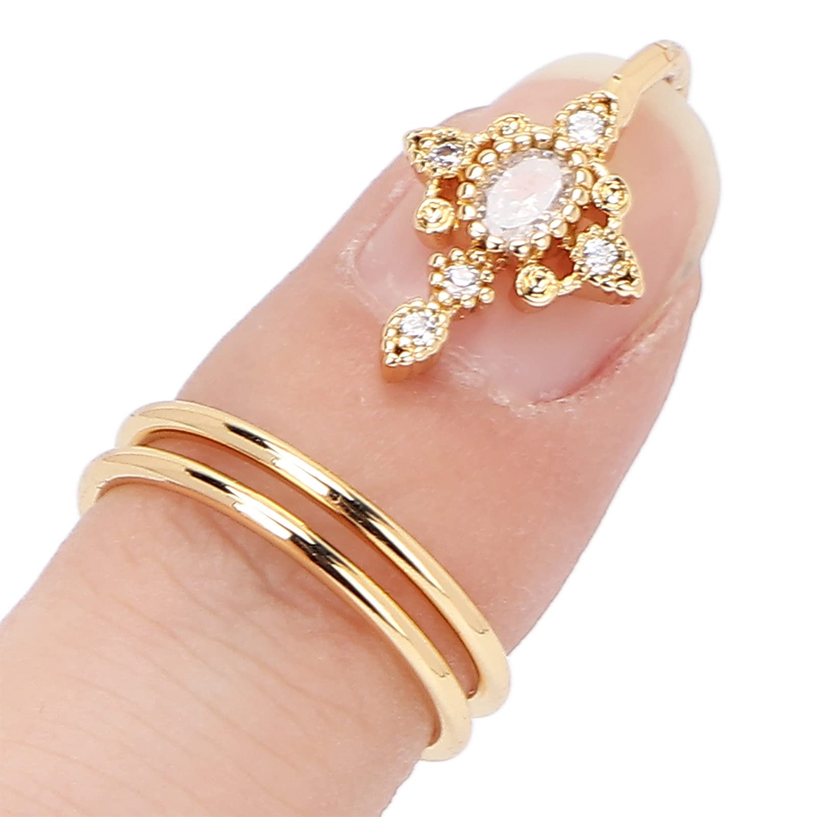 Fashionable Women's Finger Nail Rings - 3057 Gold Knuckle Rings, Nail Cover Jewelry for Manicure & Nail Art Decorations | Perfect for Daily Wear, Parties, and Special Occasions