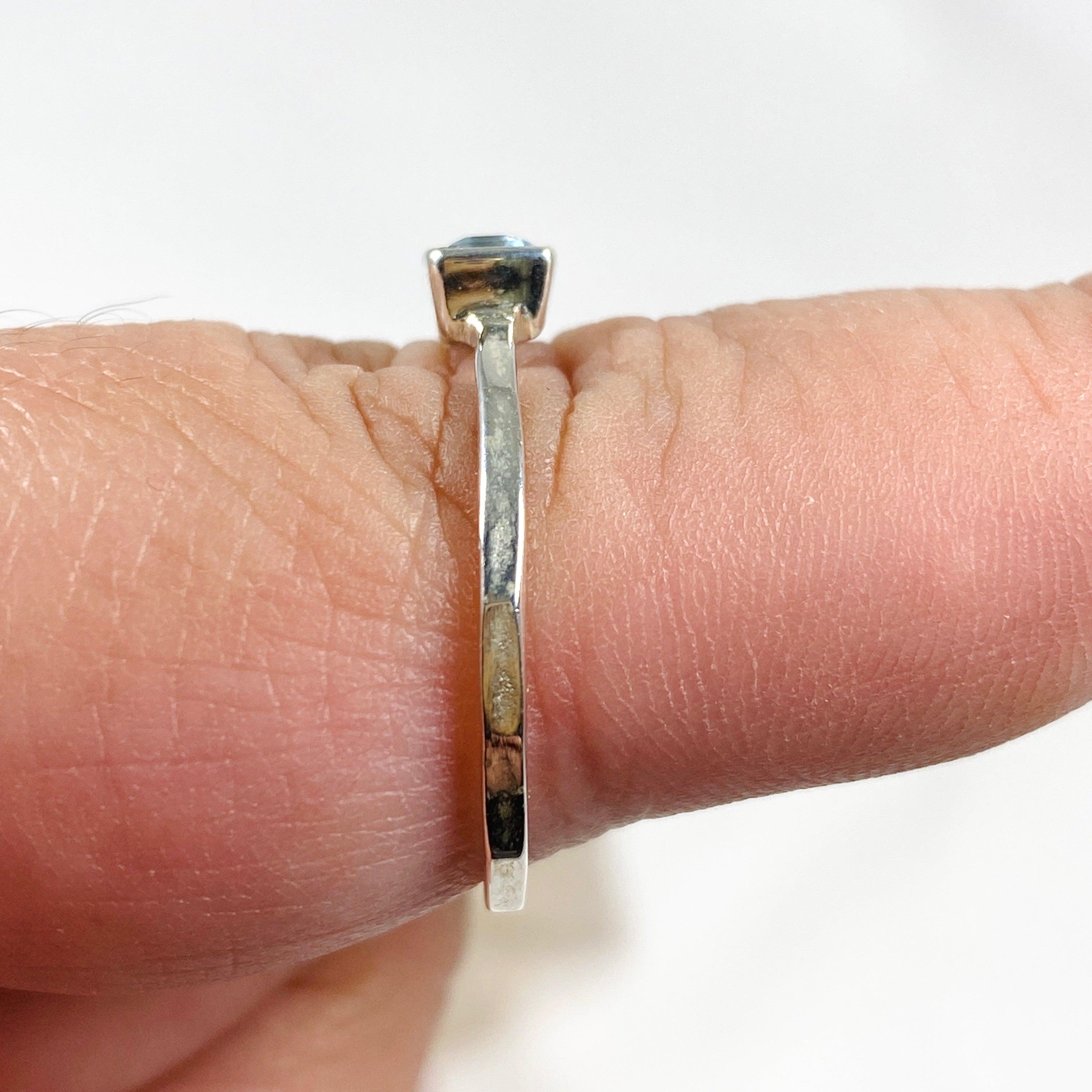 Blue Topaz Rectangular Faceted Sterling Silver Band Ring for Women - Elegant Fine Jewelry Gift for Anniversary, Birthday & Special Occasions