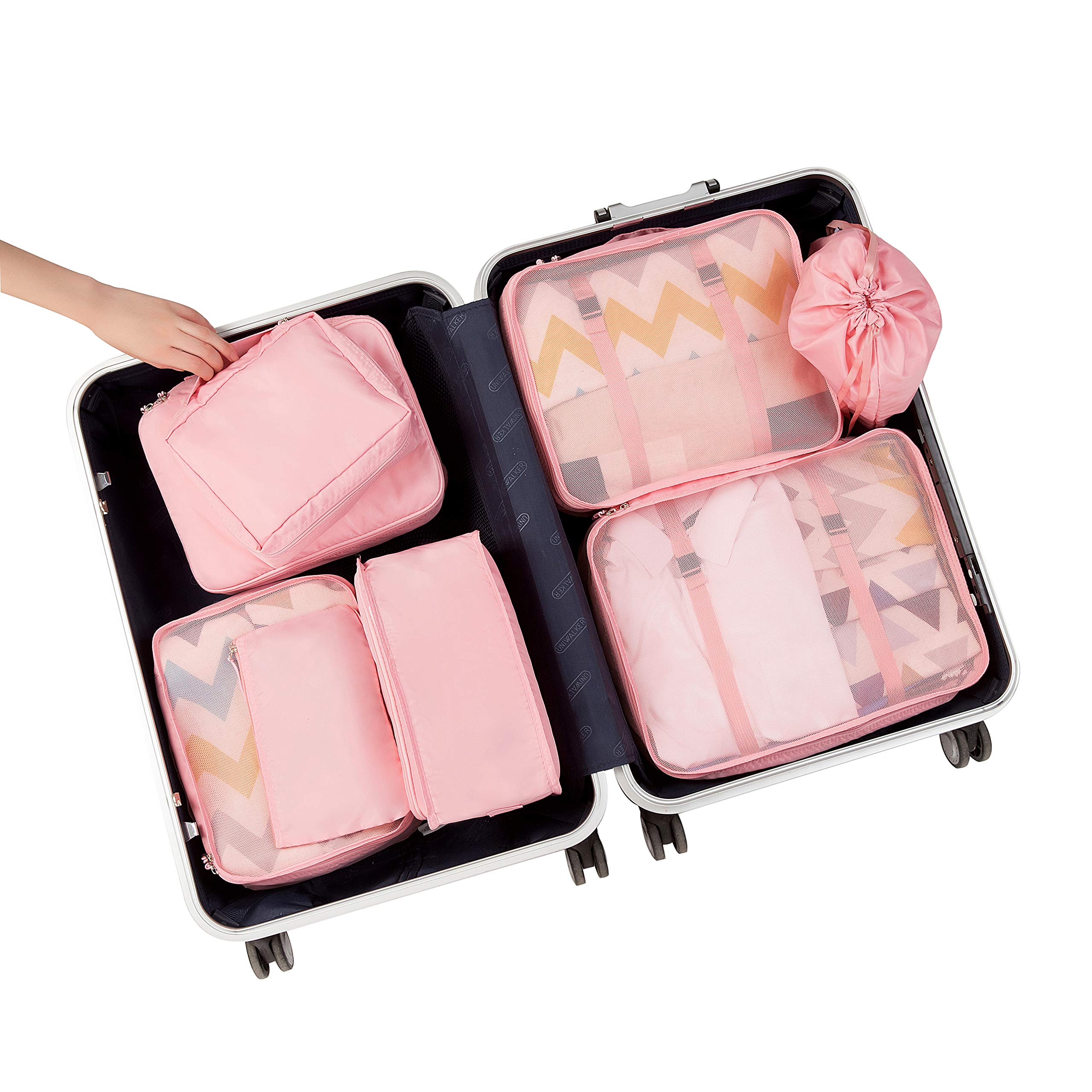 BAGAIL 8 Set Packing Cubes for Luggage - Travel Organizers with Multiple Sizes (Blush Pink) - Perfect for Business Trips, Vacations & Weekend Getaways