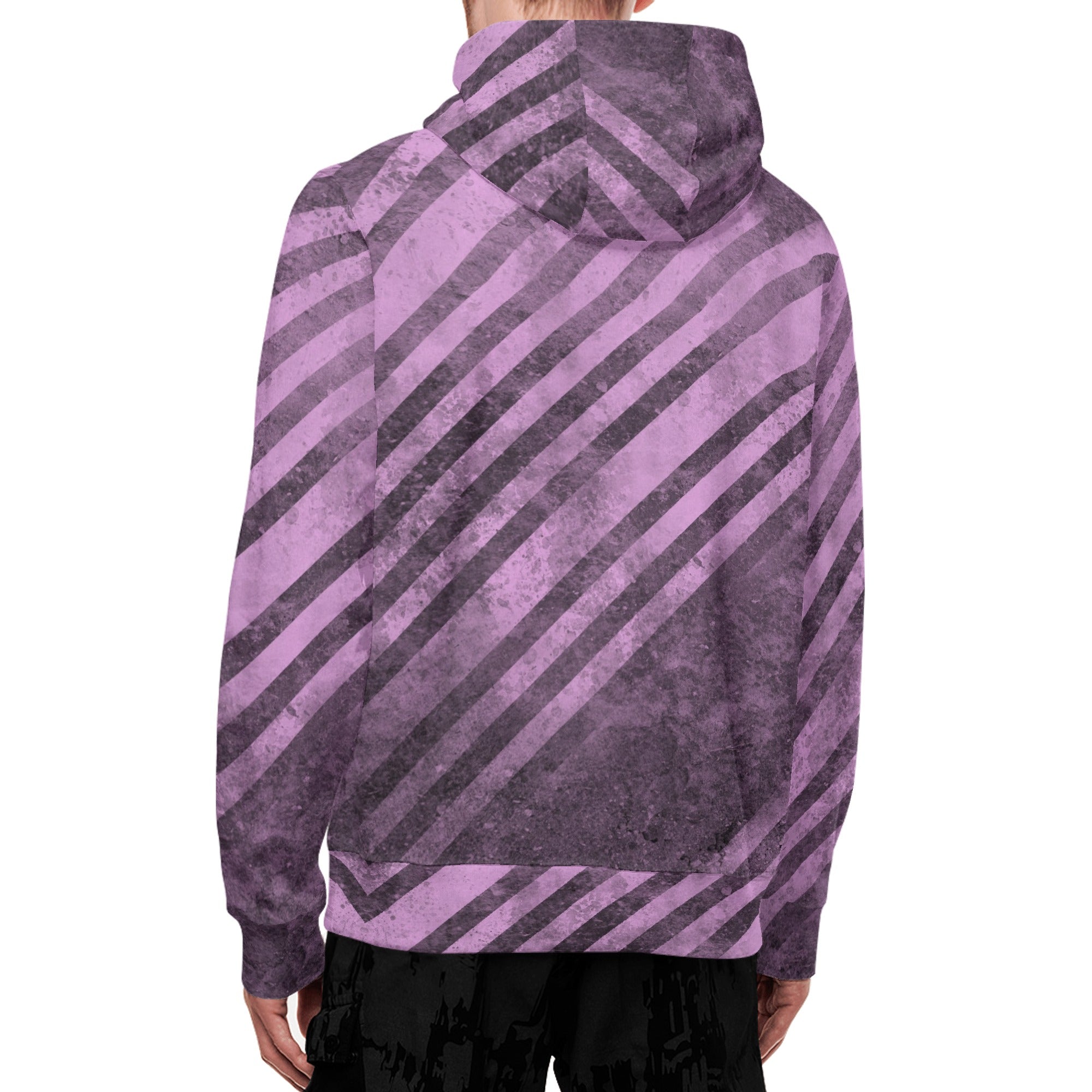 Stylish Purple Stripes Full Zipper Turtleneck Hoodie for Women & Men - Cozy Winter Fashion, Casual Wear & Outdoor Activities