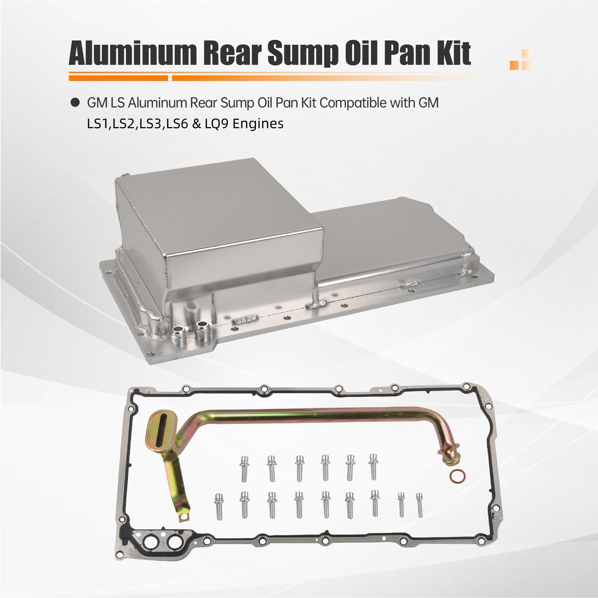 High-Performance GM LS Rear Sump Aluminum Oil Pan Kit - 7 Quart Capacity for LS1, LS2, LS3, LS6 & LQ9 Engines - Perfect for Racing, Hot Rods & Engine Upgrades