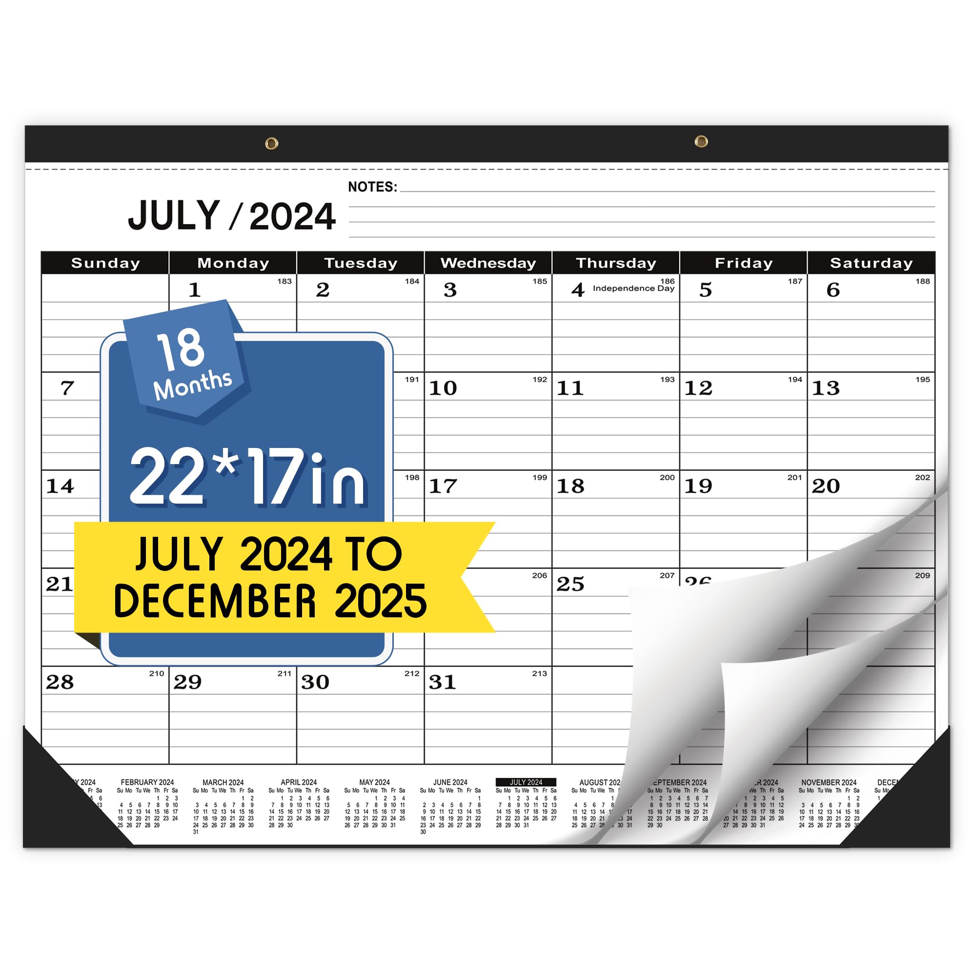 2024-2025 Desk Calendar - 18 Month Large Academic Planner (July 2024 to December 2025) - 17x22