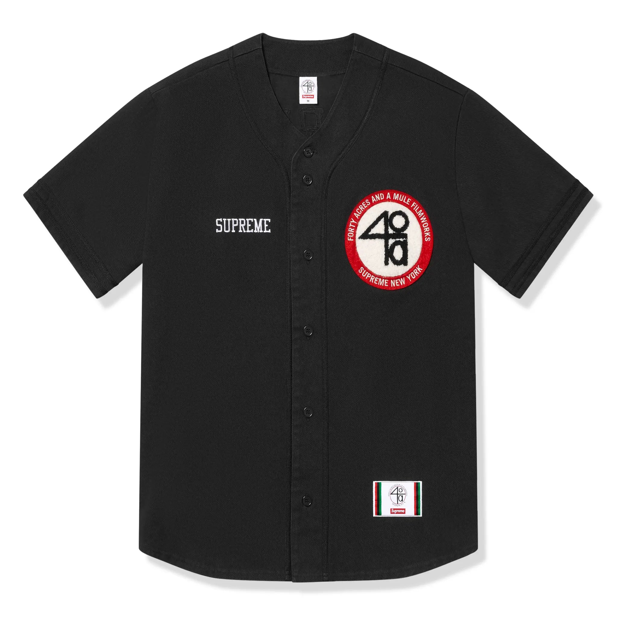 Supreme 40 Acres Twill Baseball Jersey - Black - Vintage Style Baseball Shirt for Men - Perfect for Streetwear, Casual Outfits & Sports Events