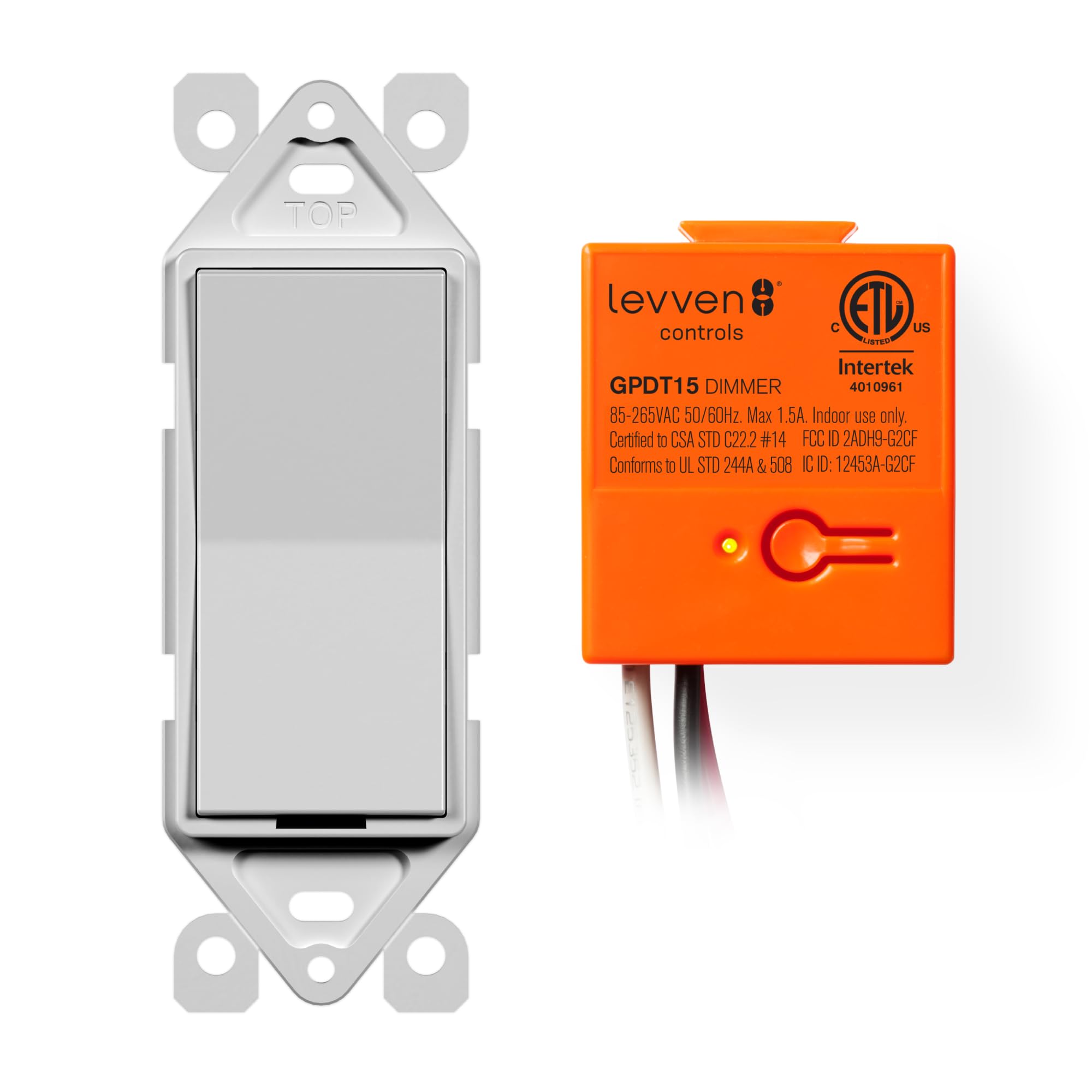 Levven Single-Pole Dimming Wireless Switch Kit - Decorator-Style Light Switch for Smart Home, Wireless Power Control Kit - Easy Installation for Any Room - Perfect for Bedroom, Living Room & Office Lighting Control