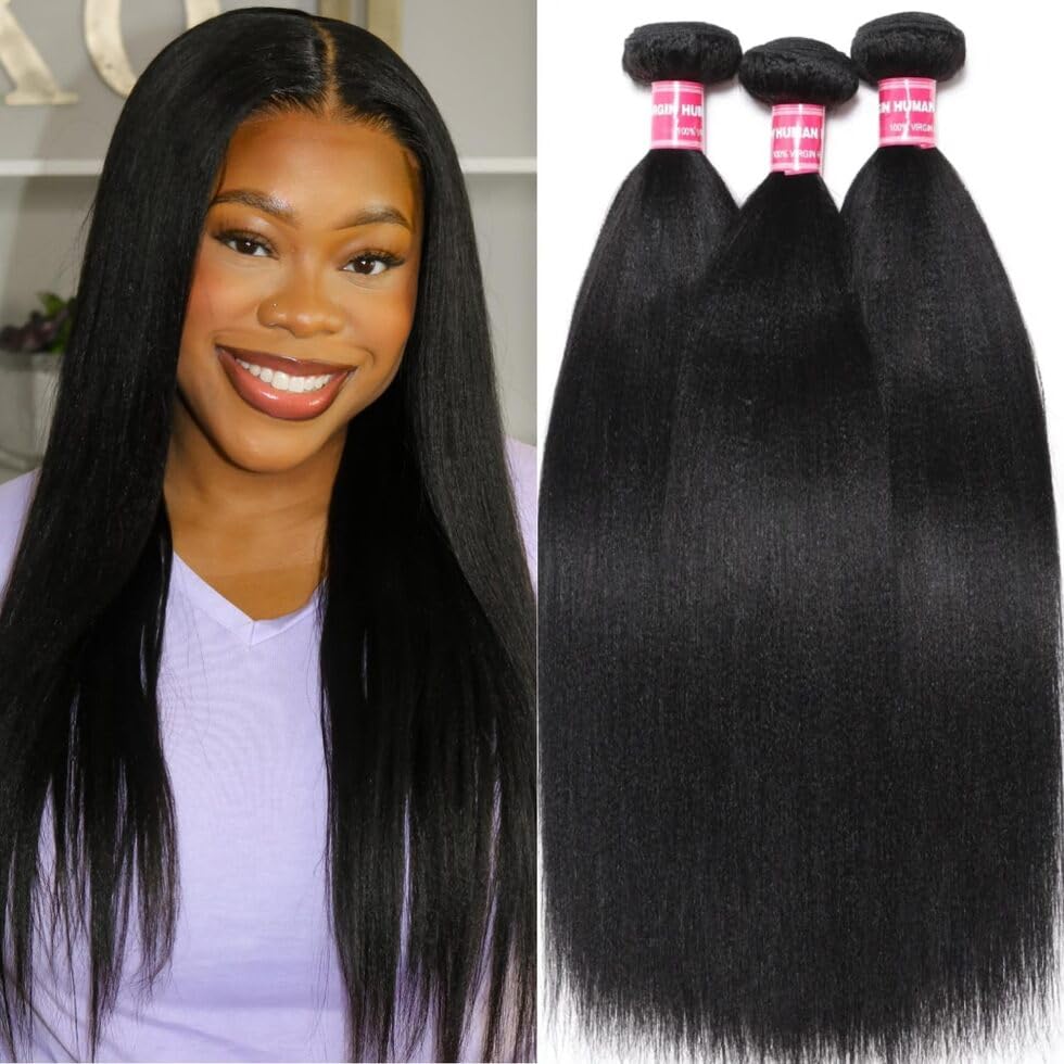 UNICE 12A Silk Yaki Straight 100% Virgin Human Hair Weave - 4 Bundles (26