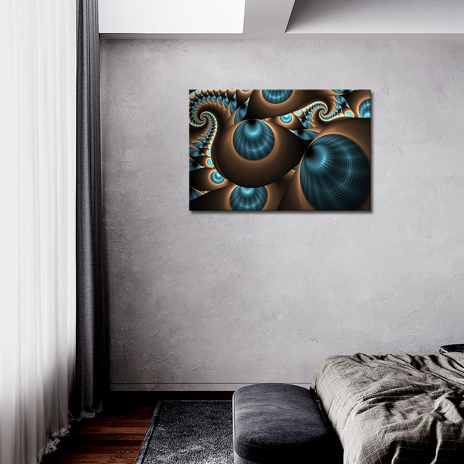 Abstract Blue and Brown Hole Design Wall Art Painting - Canvas Print for Modern Home Decor, Living Room & Office Decoration - Unique Gift Idea for Housewarming & Holidays