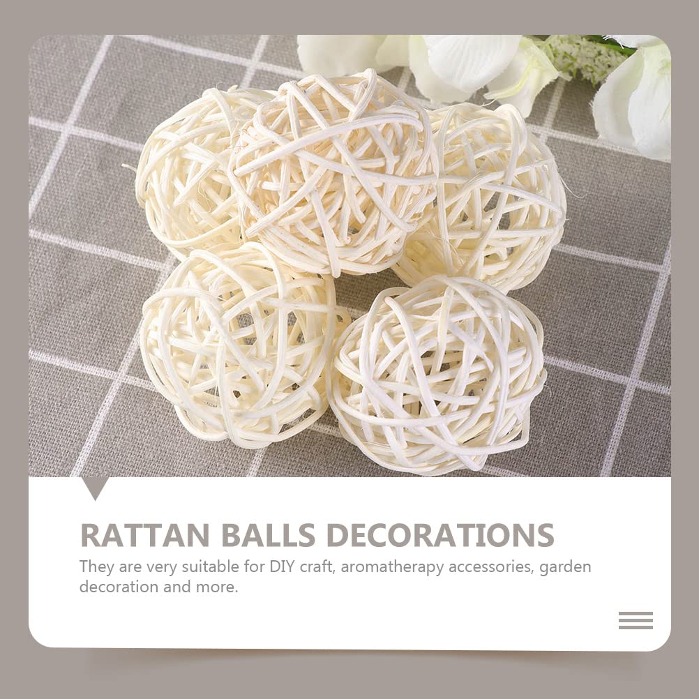 30Pcs Mini White Rattan Balls - Decorative Bowl Filler for Vase, Table Centerpiece, Party & Christmas Decor - Natural Woven Rattan Home Decor for Dining Room, Living Room & Wedding