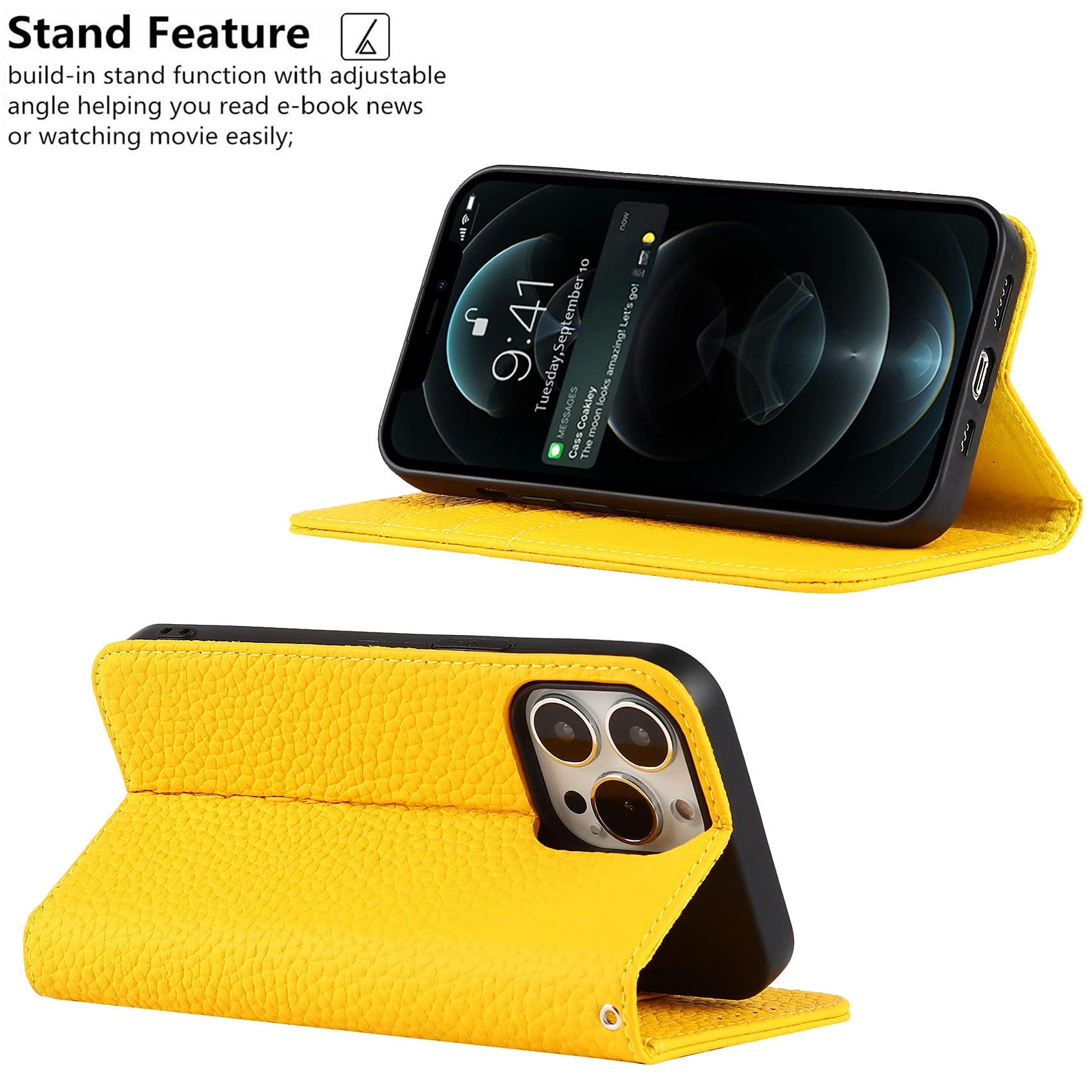 Premium Genuine Leather iPhone 13 Pro Max Wallet Case (6.7