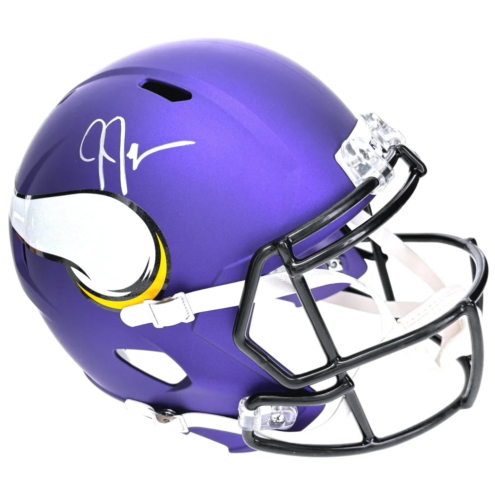 Justin Jefferson Autographed Minnesota Vikings Full Size Helmet with BAS COA - Signed NFL Collectible for Fans, Display, and Memorabilia Collection