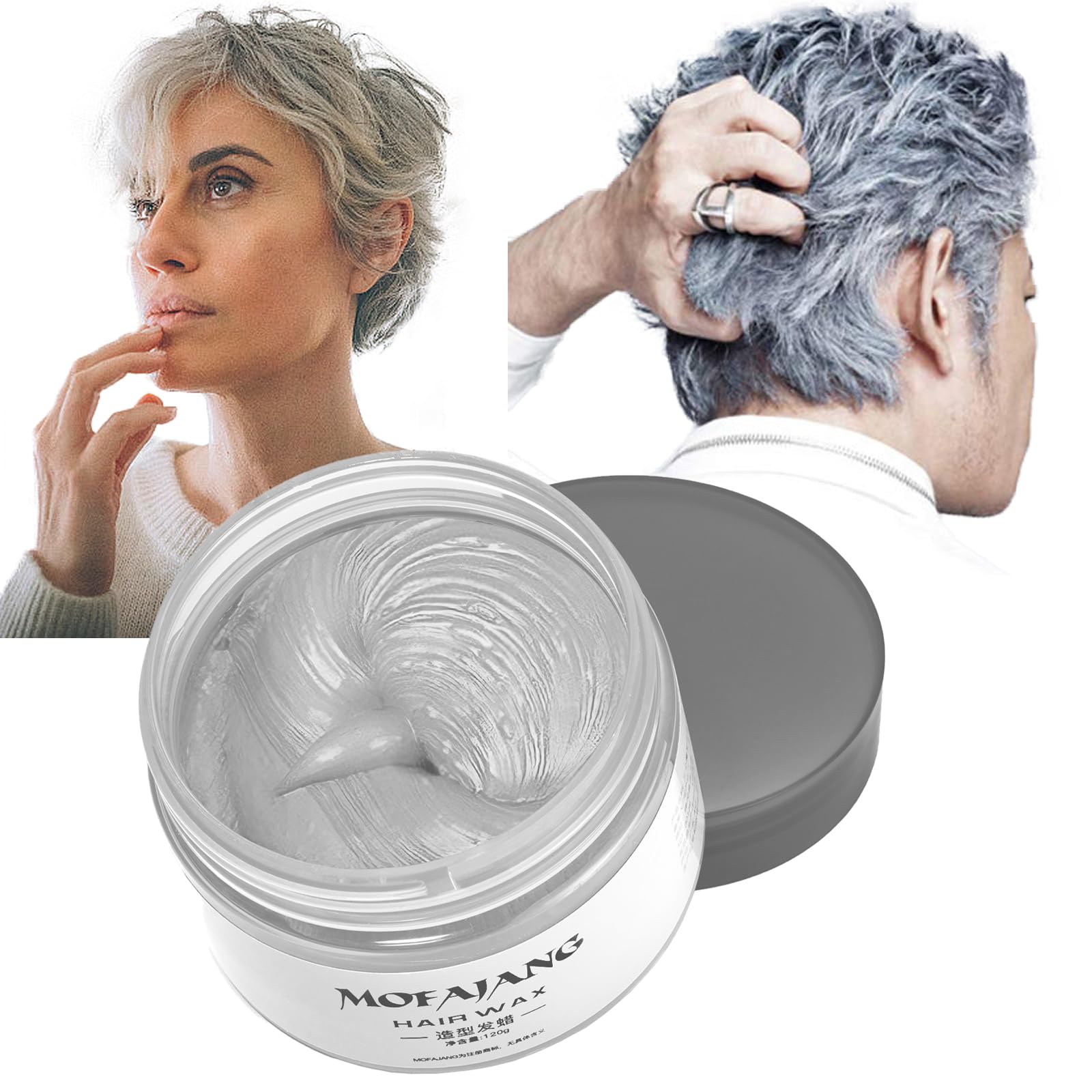 Temporary Hair Color Wax - Easy Washout Hair Dye for Halloween, Cosplay & Parties (4.23oz, Gray) | Non-Permanent Hair Styling Wax for Costumes, Festivals & Creative Looks