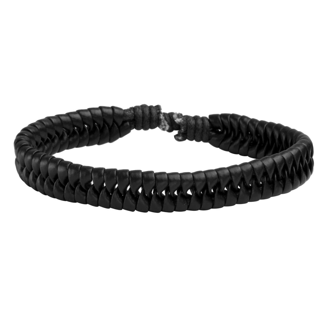Manfnee 6-12PCS Braided Leather Bracelet Set - Punk Cuff Wrap Bracelets for Men & Women - Adjustable Black Wristbands for Casual Wear, Gifts & Boho Fashion