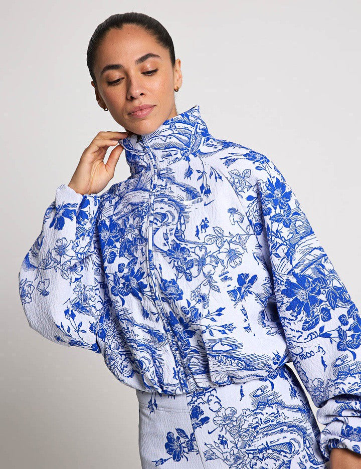 Premium Jacquard Track Jacket - Breathable Sportswear for Men & Women | White/Hyper Royal | Perfect for Running, Gym & Outdoor Activities