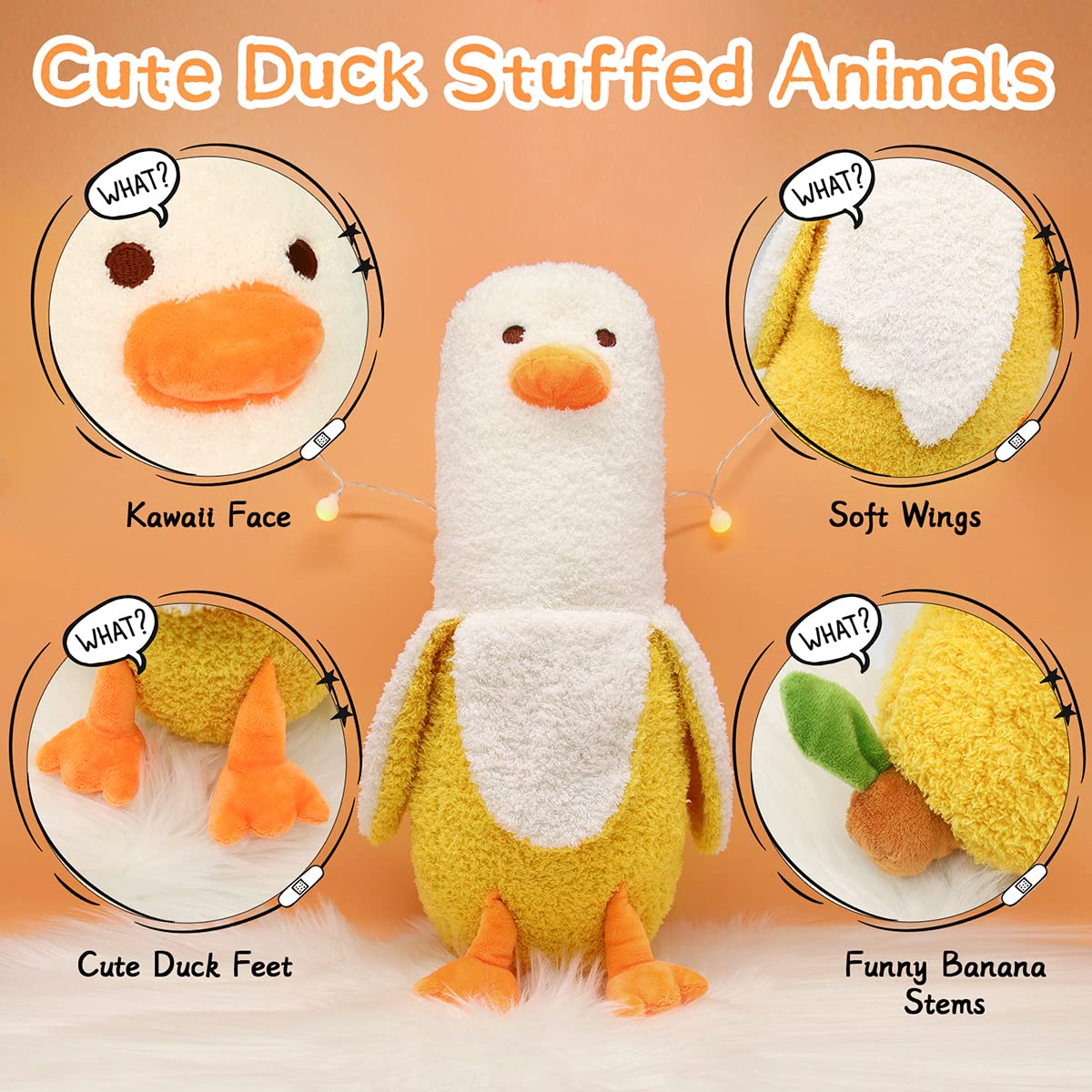 50CM Banana Duck Plush Pillow - Soft Hugging Stuffed Animal Toy, Cute Duck & Banana Design, Perfect Gift for Kids Birthday & Home Decor (Banana Duck) | Great for Cuddling, Nursery Decor, and Playtime