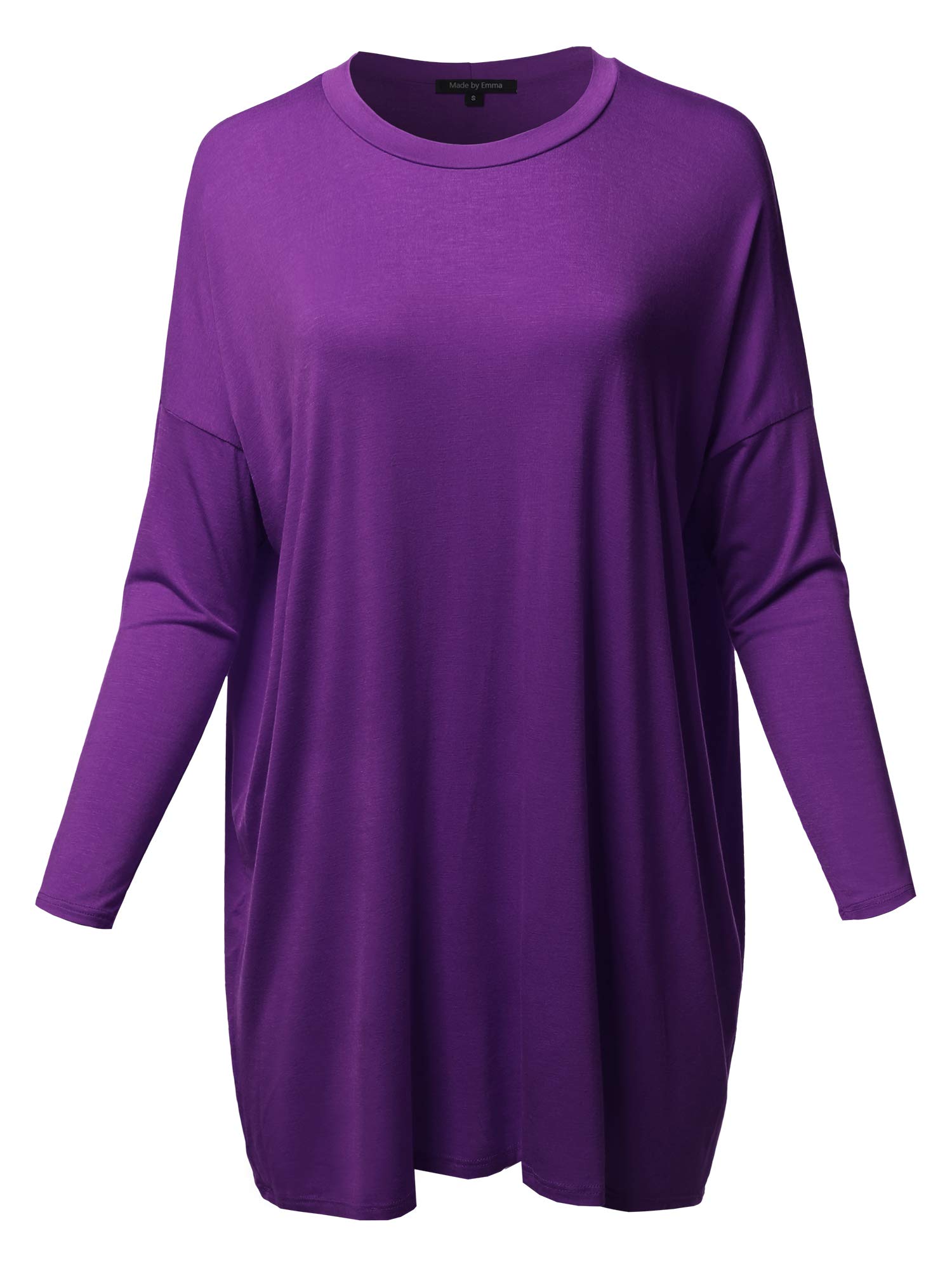 Emma Women's Casual Loose Fit Dolman Sleeve Tunic Dress Top - Comfortable Flowy Blouse for Everyday Wear, Office, and Weekend Outings