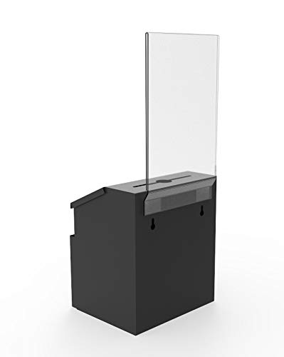 Black Metal Donation Box with Key Lock - Charity Fundraising Collection Box for Church, Office & Hotel - Secure Cash, Check, Business Card, Mail & Ballot Drop Box - Ideal for Tithing, Prayer Feedback & Rent Collection