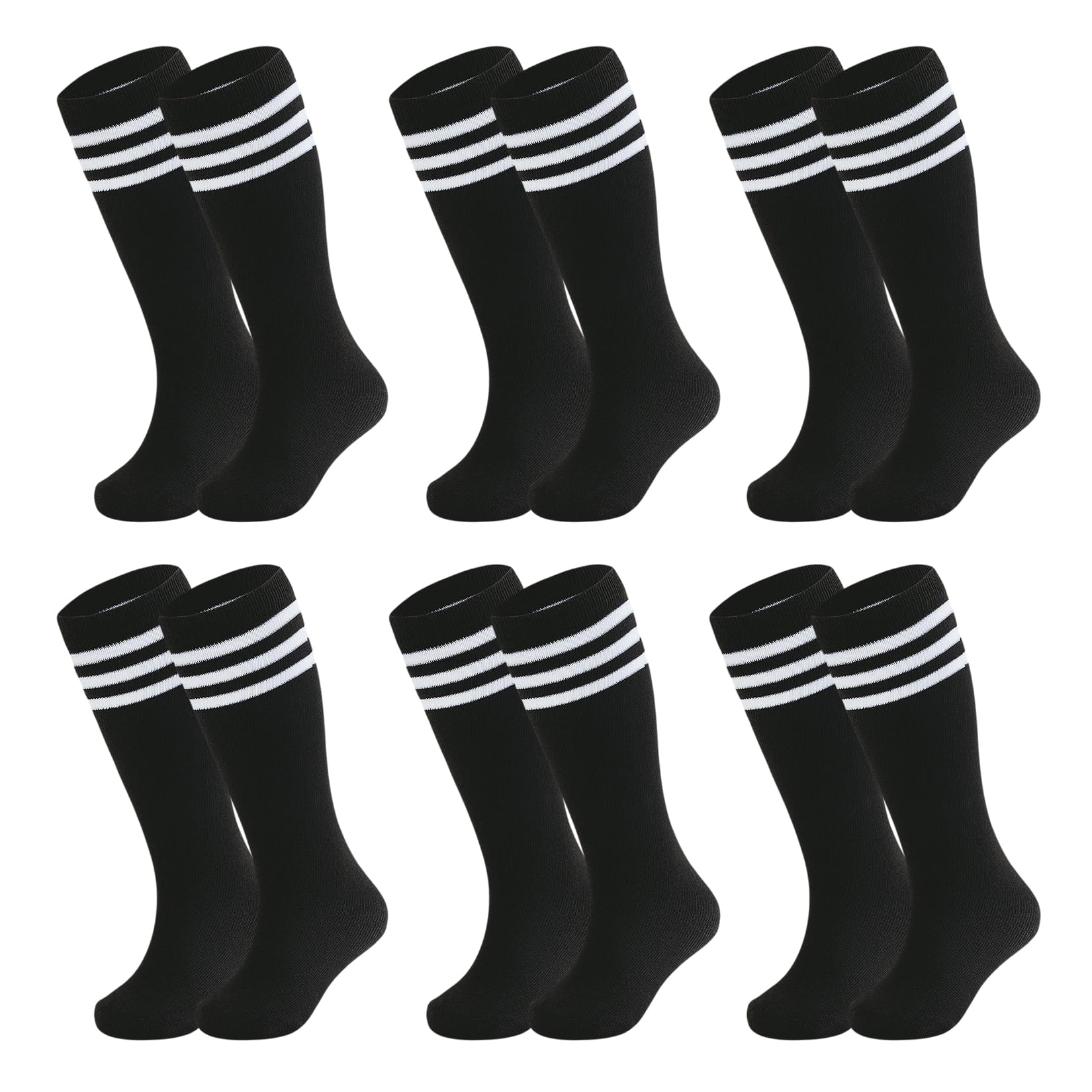 Century Star 6 Pairs Kids Soccer Socks - Soft Cotton Knee High Socks for Boys & Girls, Youth Athletic Socks for Soccer, Baseball, Softball - Perfect for Sports, School & Daily Wear
