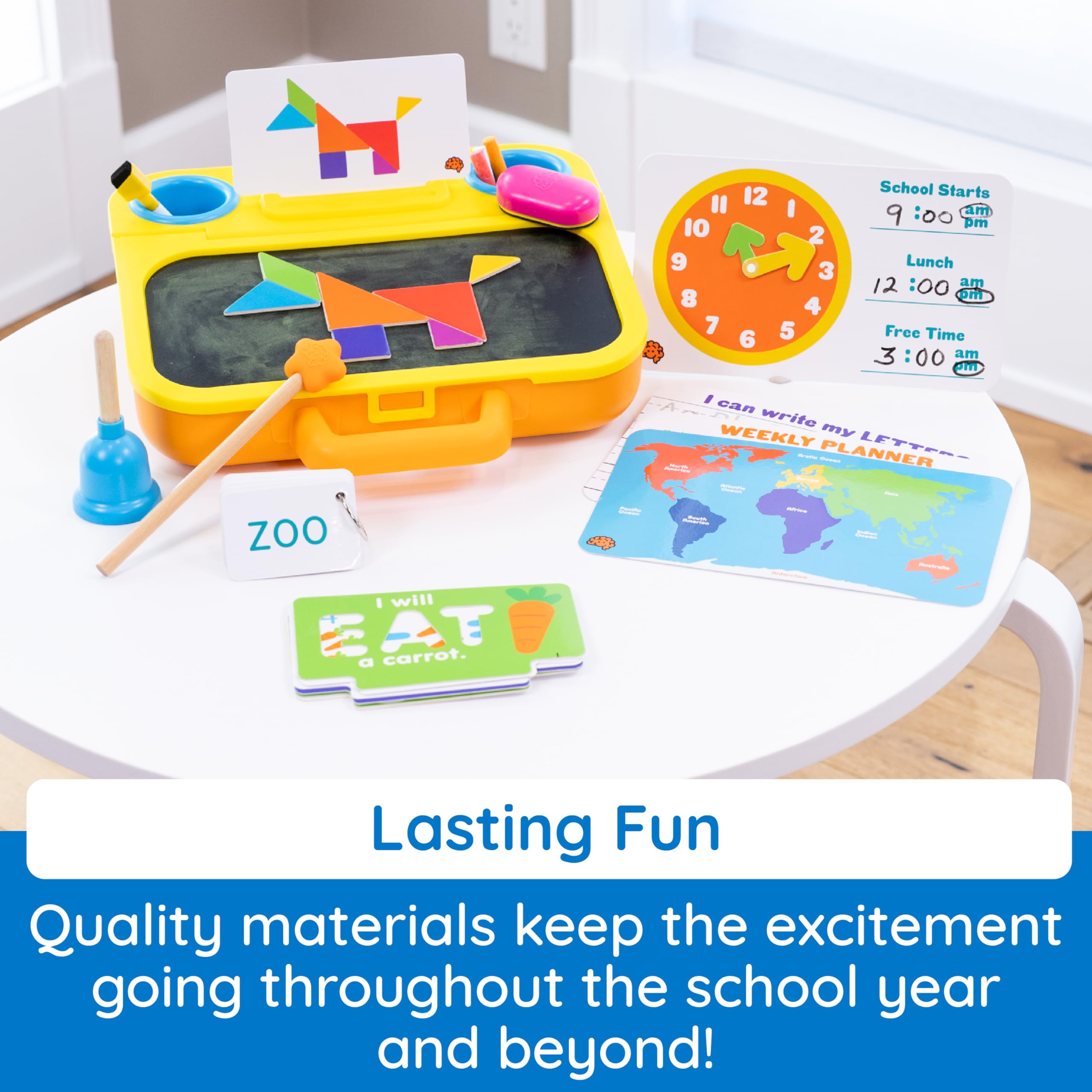 Fat Brain Toys Pretendables School Set - Magnetic Alphabet Letters & Storage for Kids | Alphabet Learning & Pretend Play Teacher Toys | Educational Toys for Ages 3+ | Perfect for Classroom Play & Homeschooling Activities