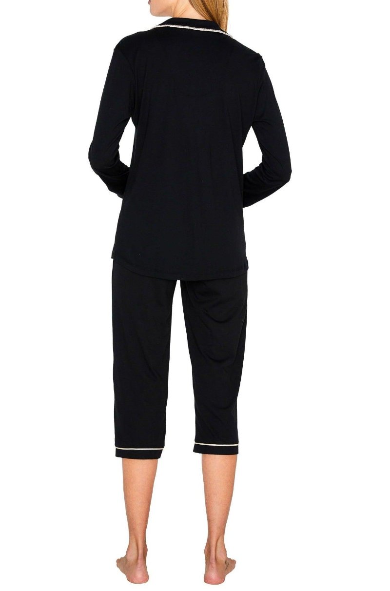 Women's Long Sleeve Cropped Pajama Set - Soft Cotton Sleepwear for Women, Comfy Loungewear for Bedtime & Relaxation at Home