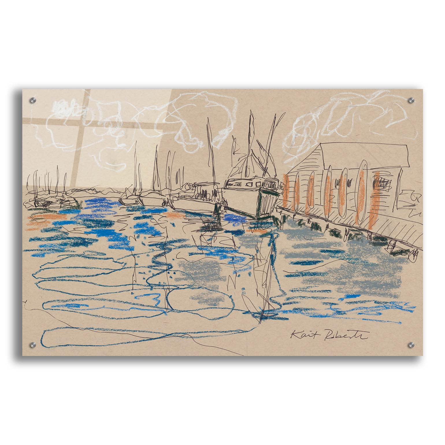 Epic Art 'Harraseeket Lunch and Lobster Co.' by Kait Roberts - 36x24 Inch Acrylic Glass Wall Painting - Coastal Kitchen Decor, Restaurant Artwork, Maine Seafood Theme Home Decoration