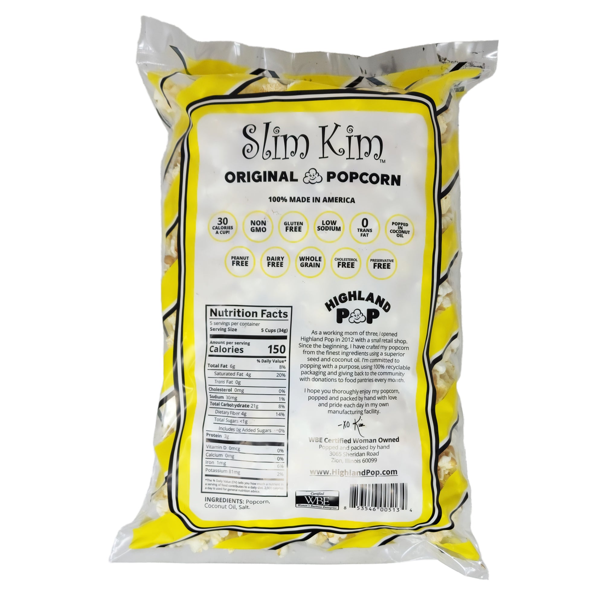 Slim Kim Original Popcorn - 6oz Bag | Premium Light & Crispy Snack for Movie Nights, Parties & On-the-Go Munching
